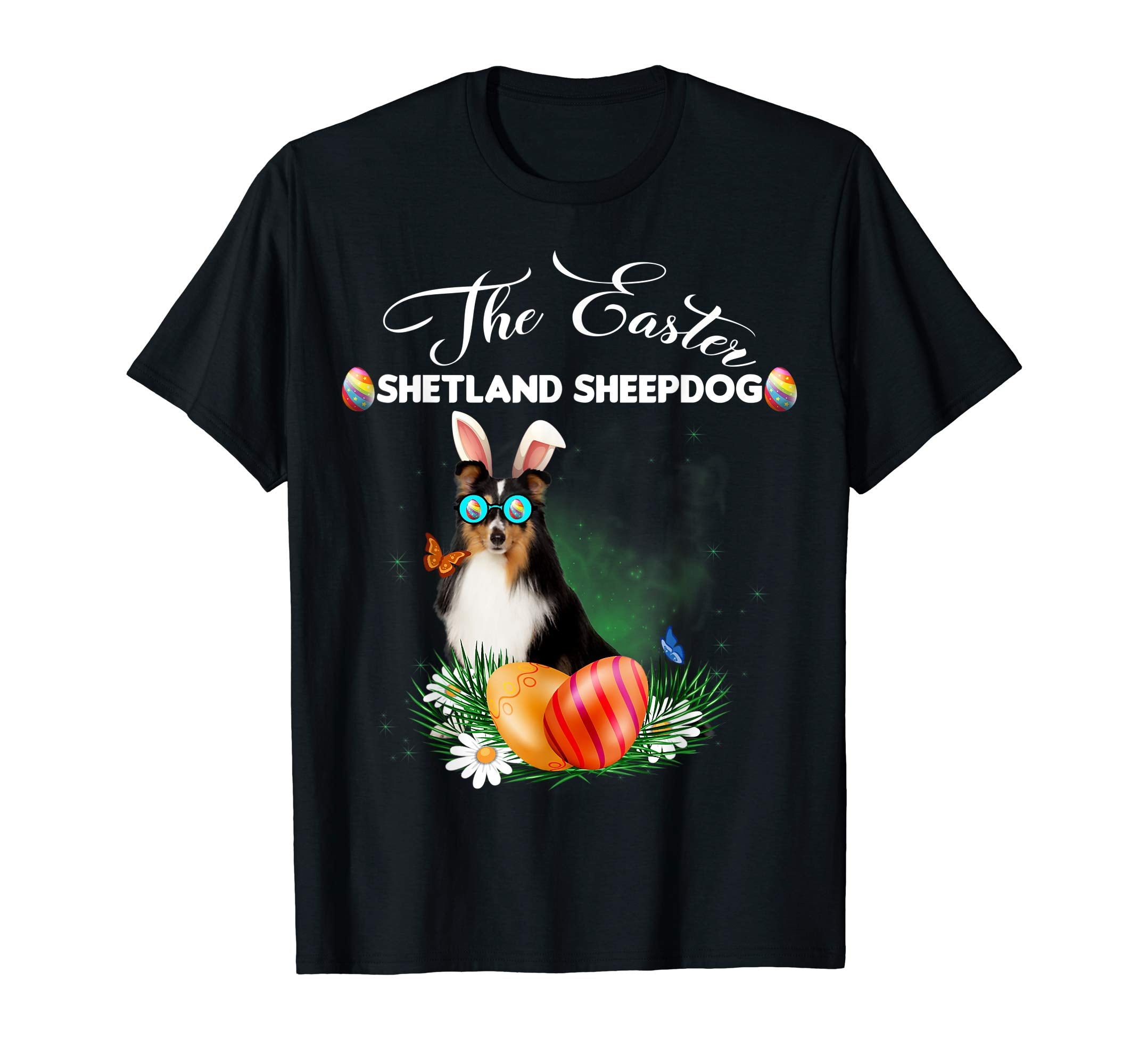 Shetland Sheepdog Bunny Easter Day Dog Gifts T-Shirt