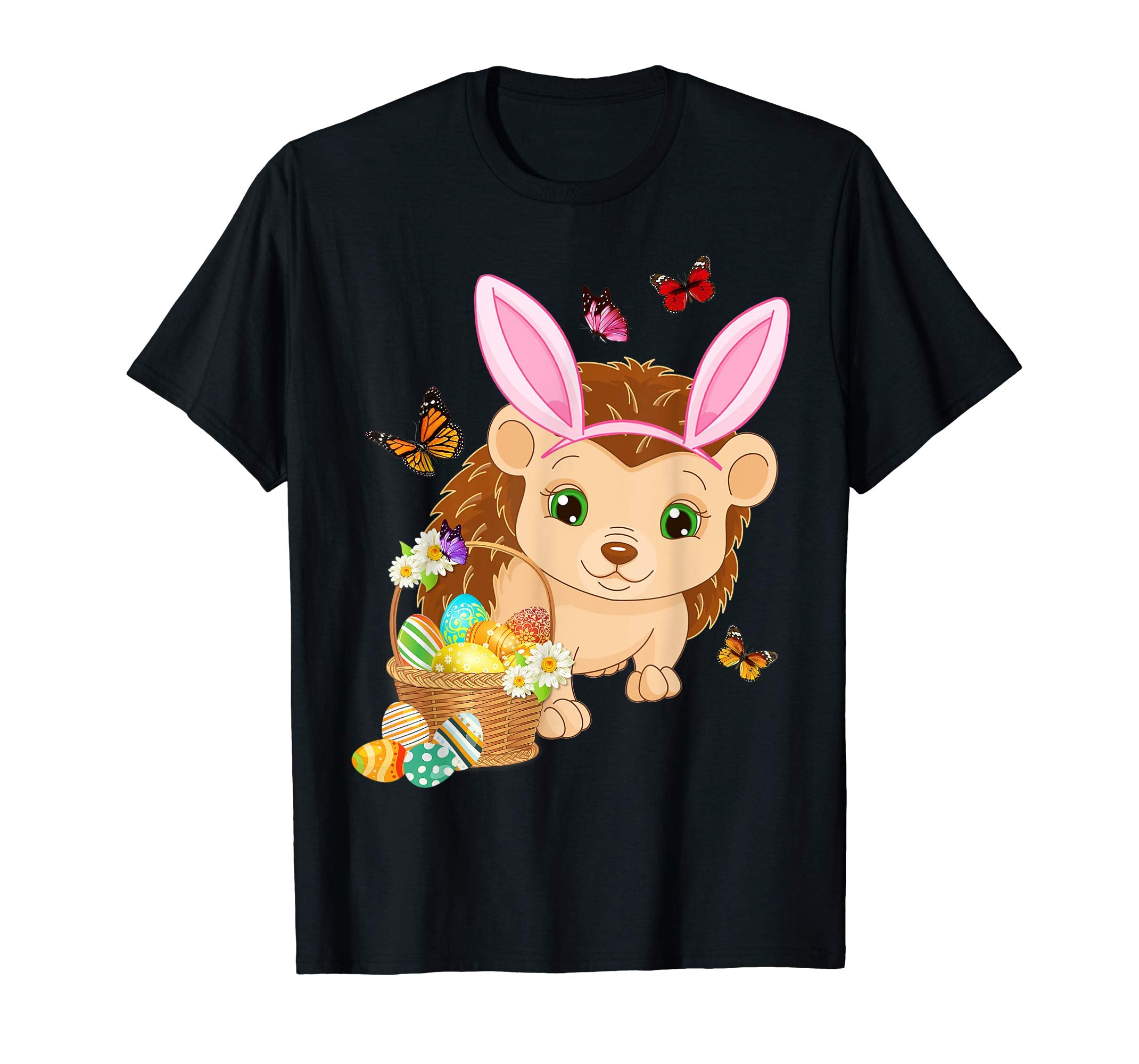 Hedgehog Bunny Hat Rabbit Easter Eggs Shirt Happy Ea