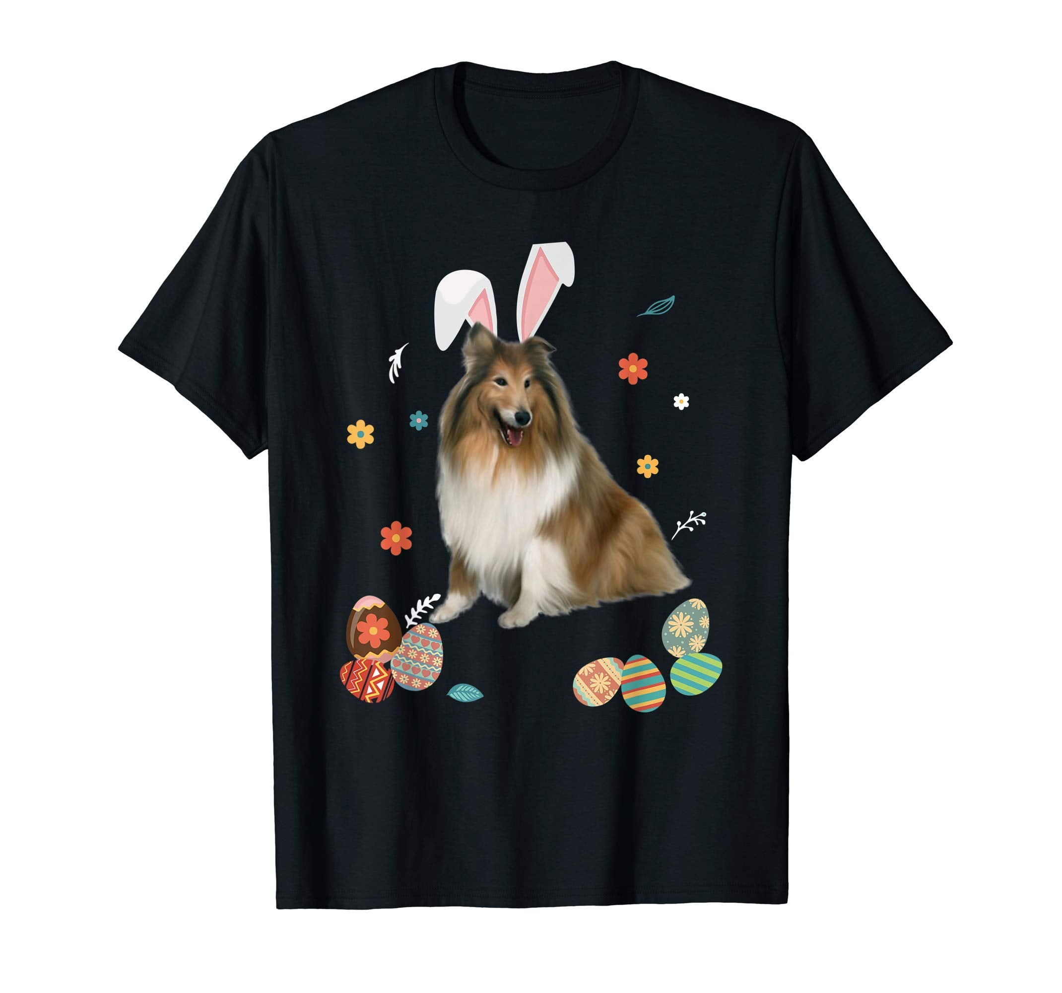 Collie Bunny Rabbit Happy Easter Day T-Shirt