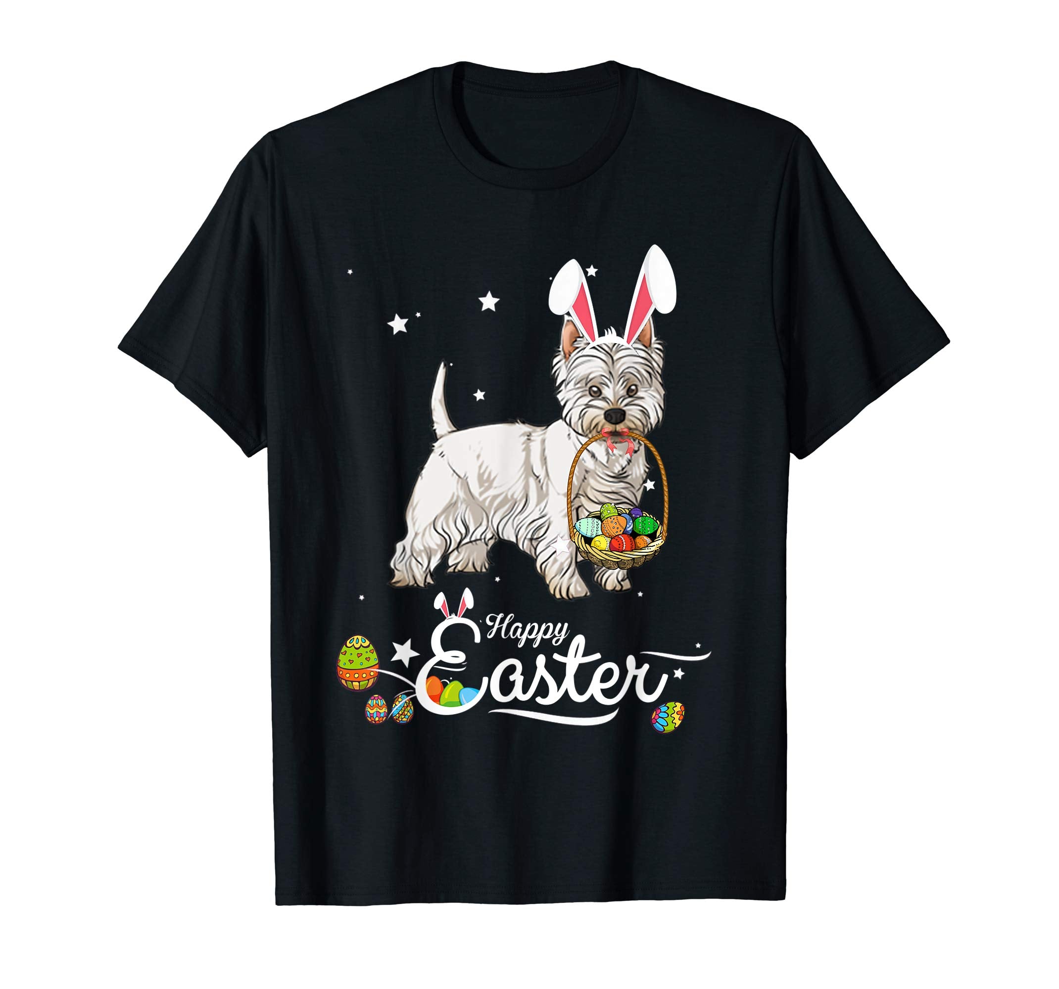 West Highland White Terrier Dog With Bunny Hat Easter TShirt