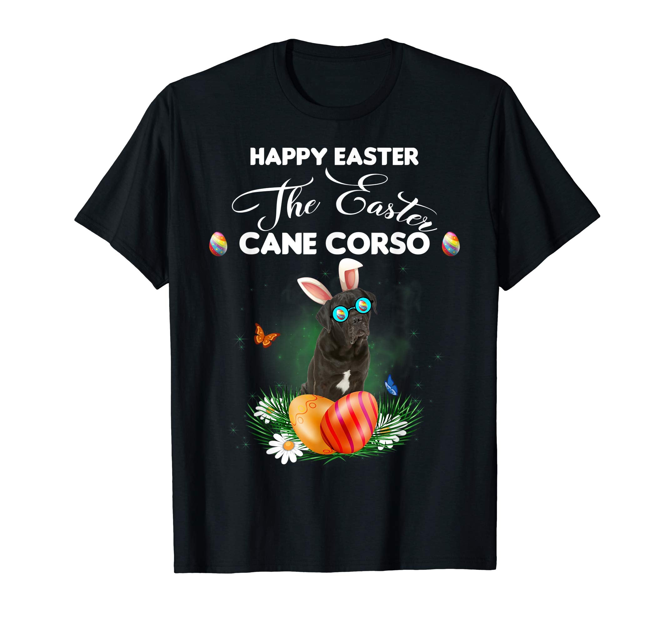 Cane Corso Dog Sunglass Bunny Happy Easter Day Tshirt
