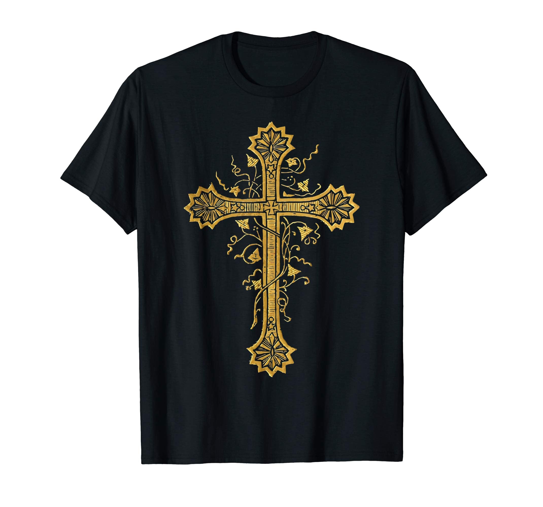 Gold Cross Vintage Catholic Art Easter Gifts Shirts