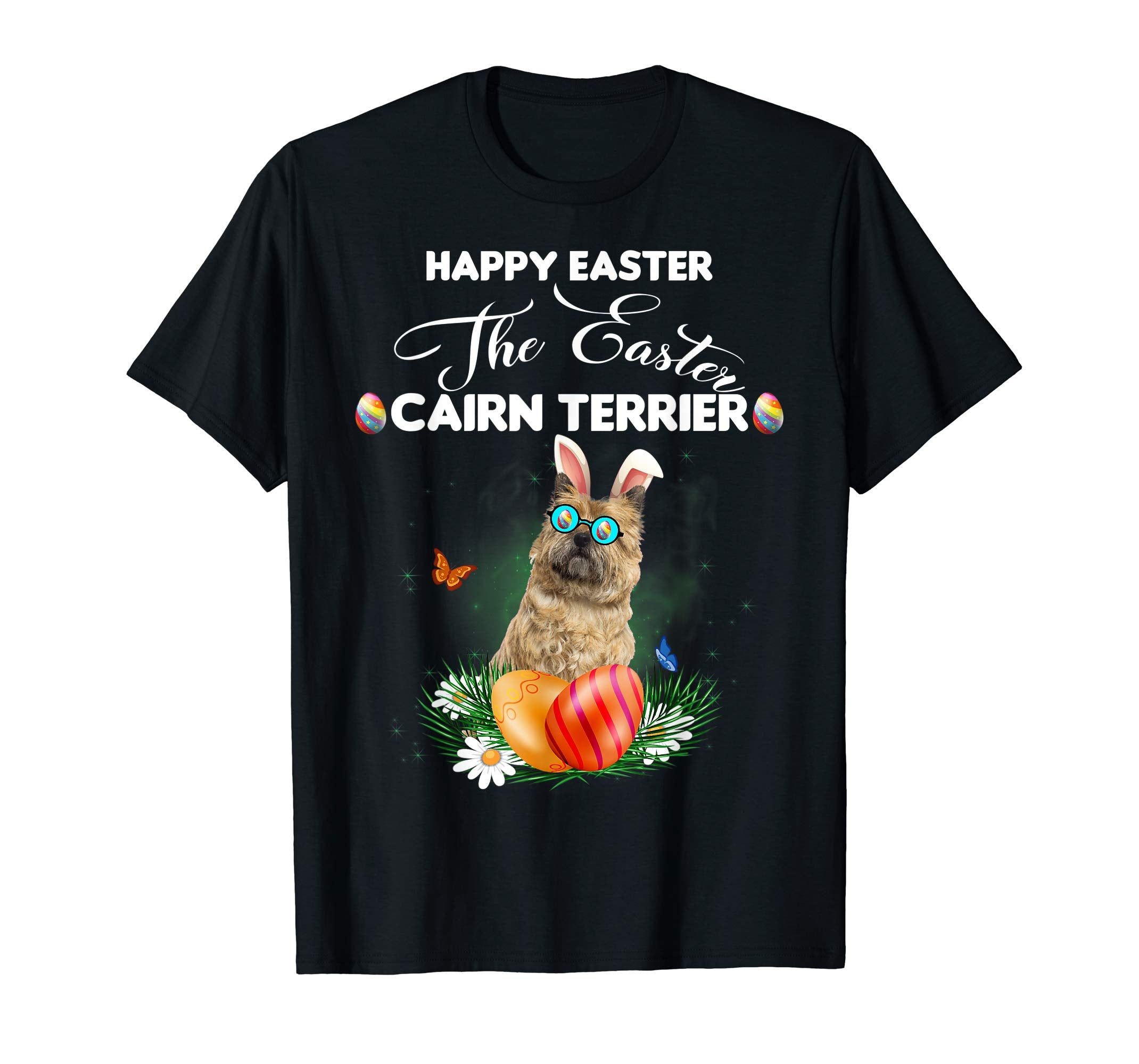 Cairn Terrier Dog Sunglass Bunny Happy Easter Day Tshirt