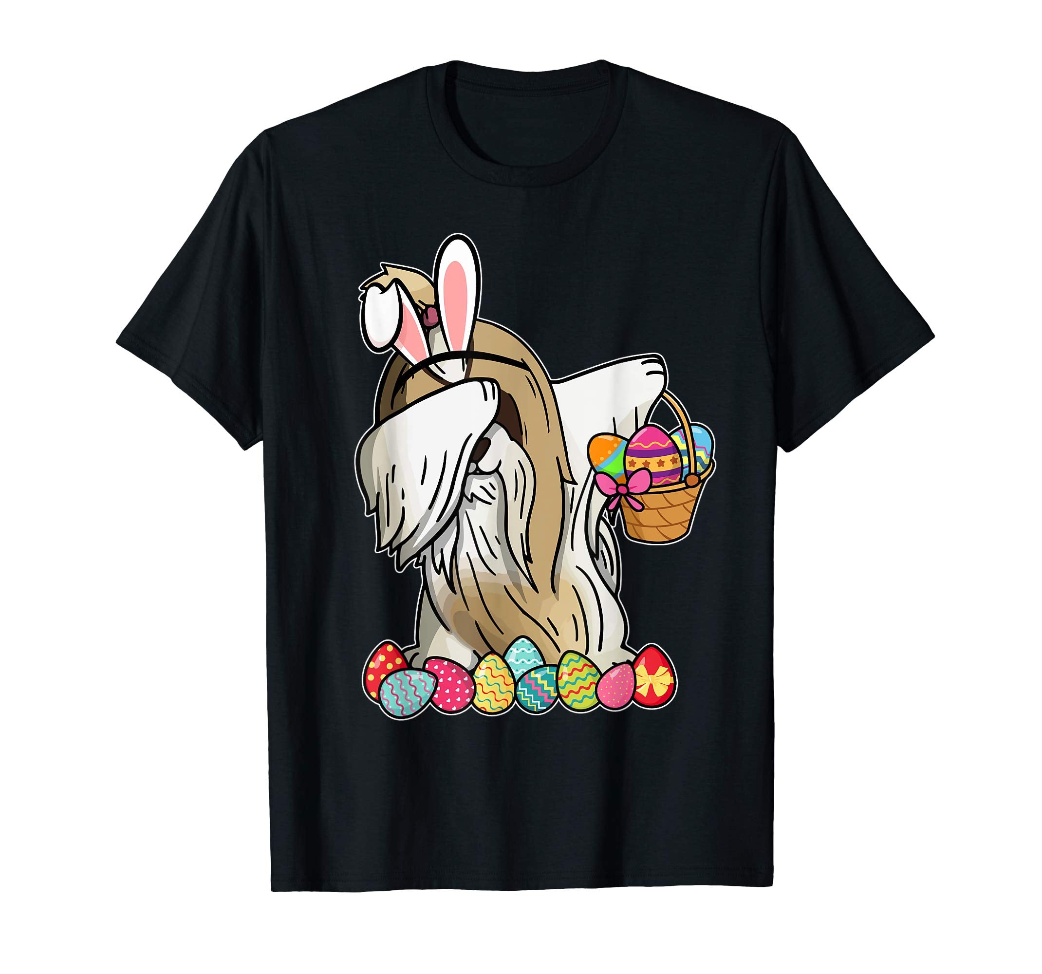 Shih Tzu Dab Dabbing Dressed Easter Bunny Egg Basket T-Shirt