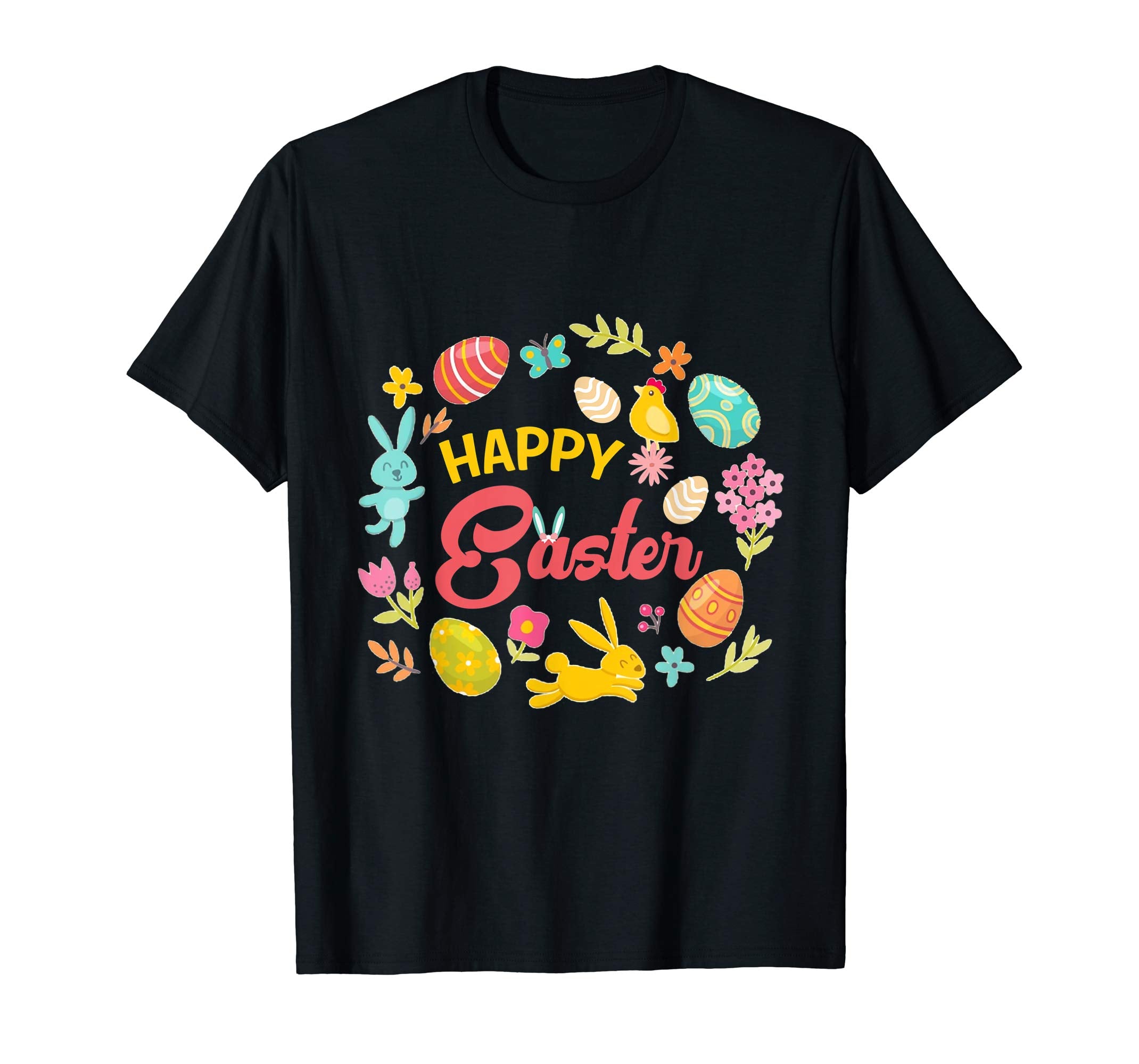 Happy Easter Bunny Tee T-Shirt With Easter Eggs Tee