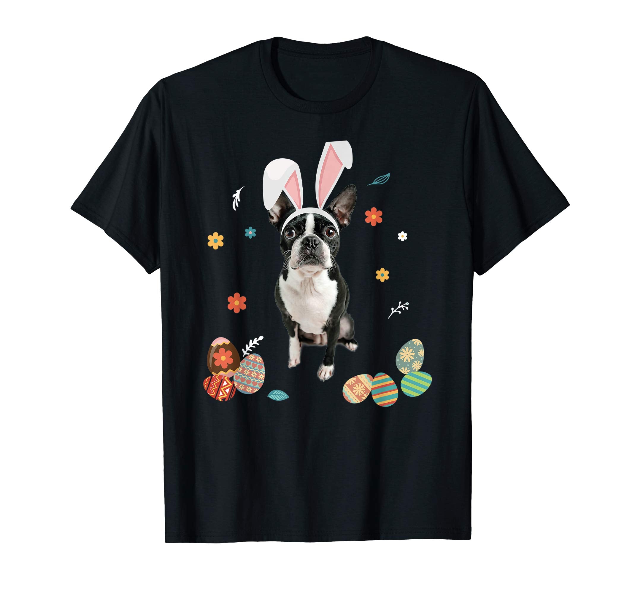 Boston Terrier Bunny Rabbit Happy Easter Day T-Shirt