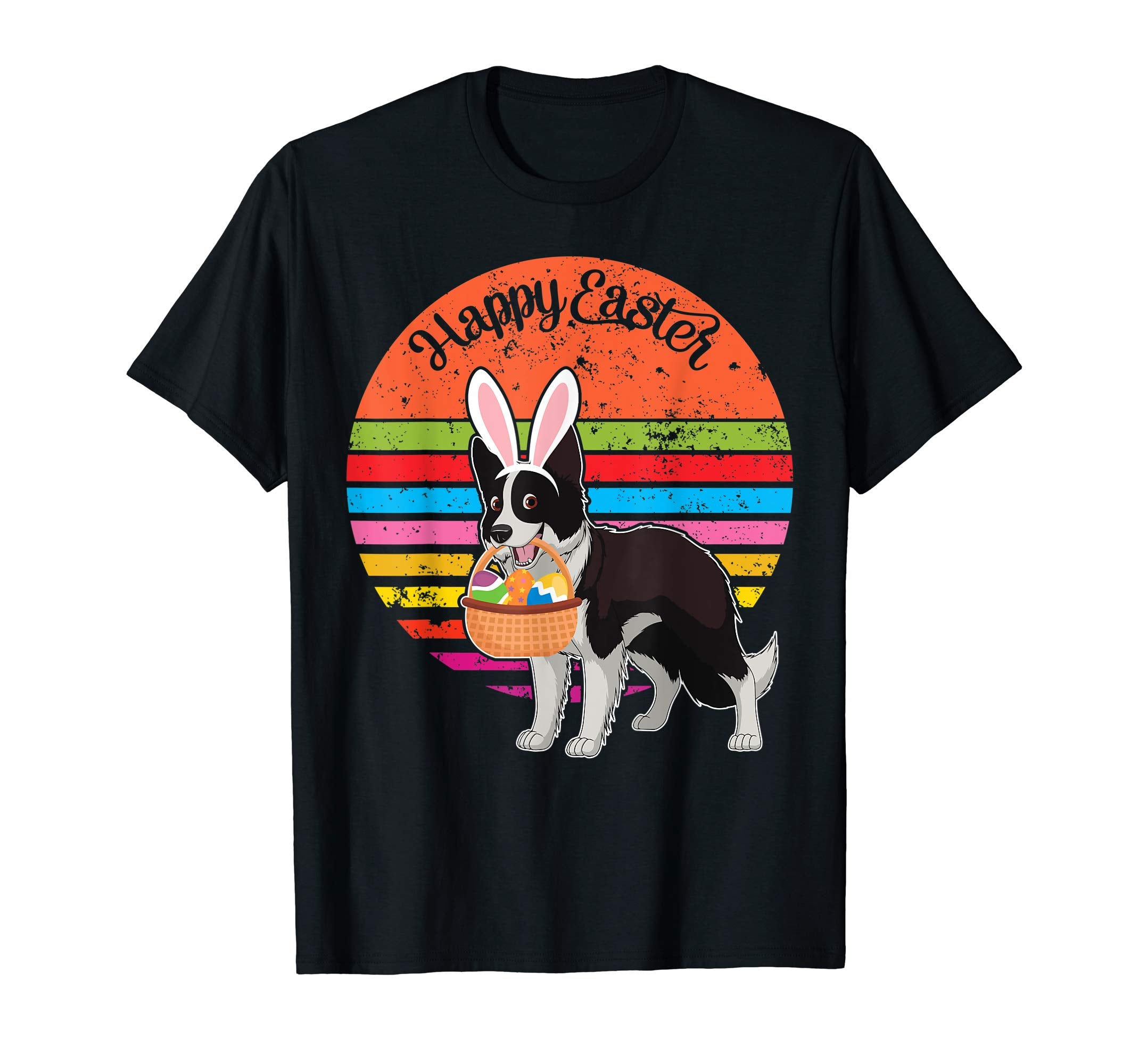 Boder Collie Bunny Dog Easter Egg Happy Easter Vintage Shirt