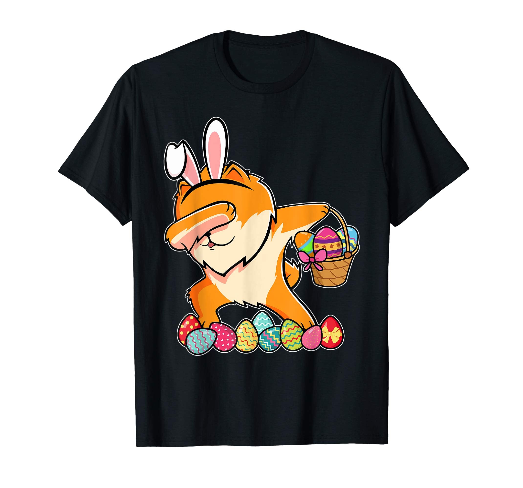 Pomeranian Dabbing Easter Bunny Egg Basket Hunting T-Shirt
