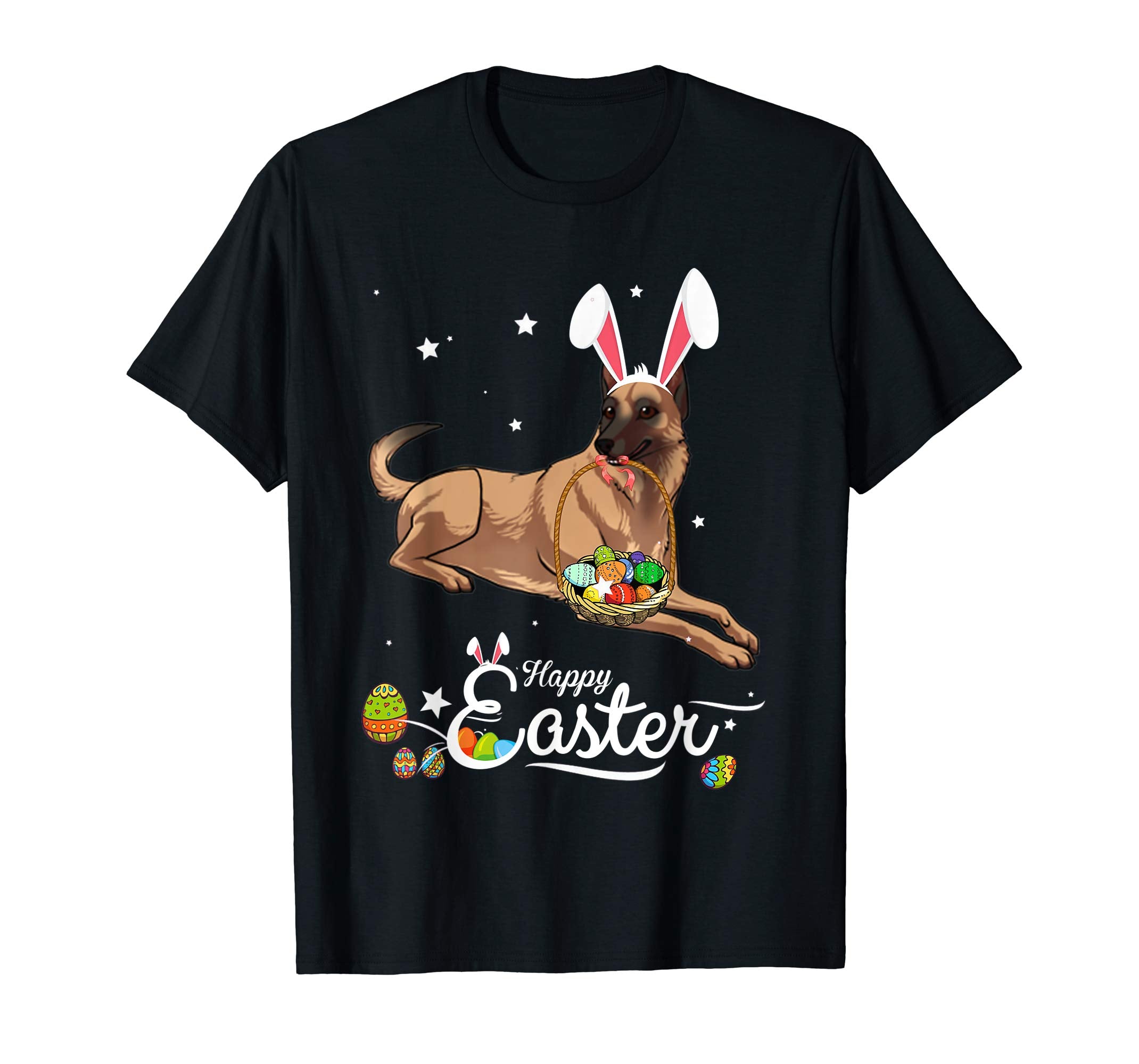 Belgian Malinois Dog With Bunny Hat Easter Costume T Shirt
