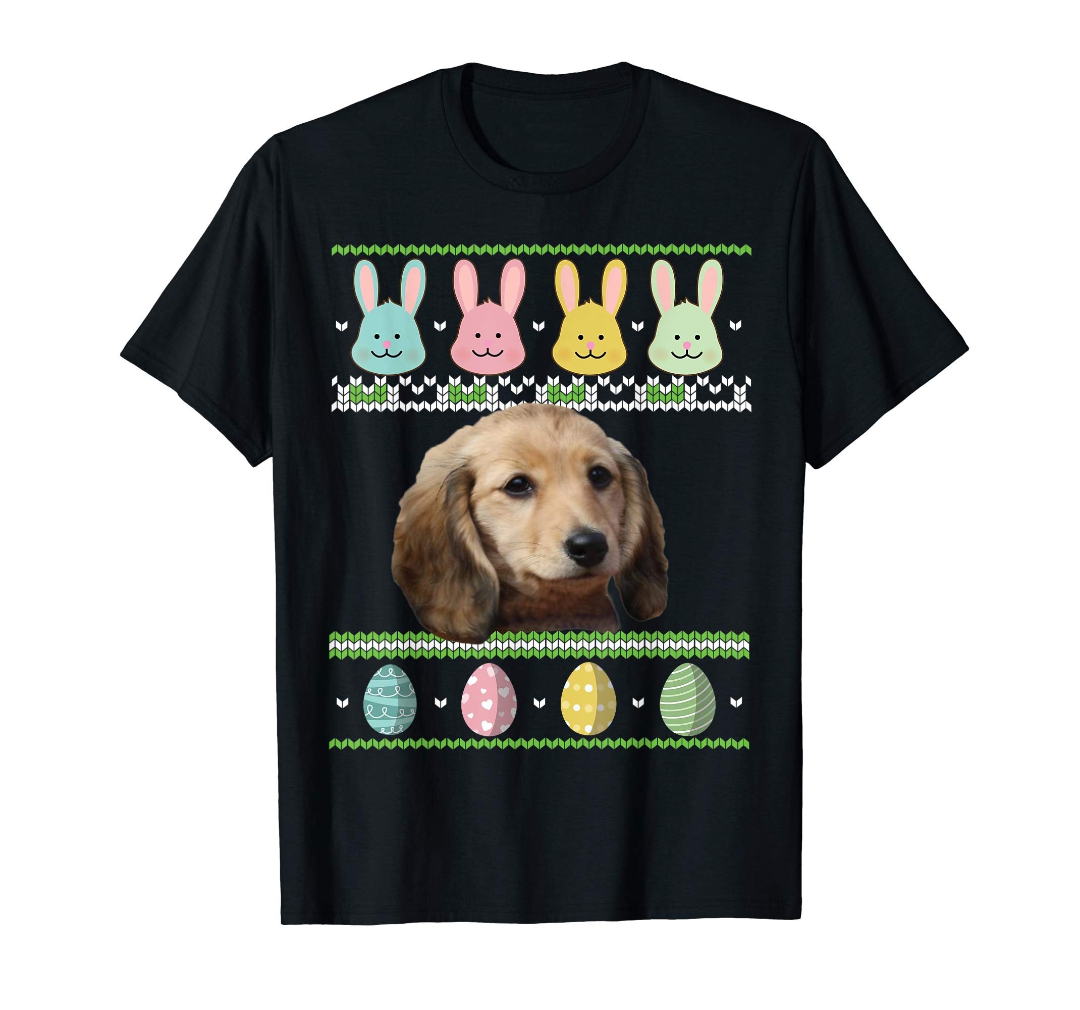 Dachshund Dog Bunnies &amp; Easter Eggs Ugly Sweater Happy Shirt