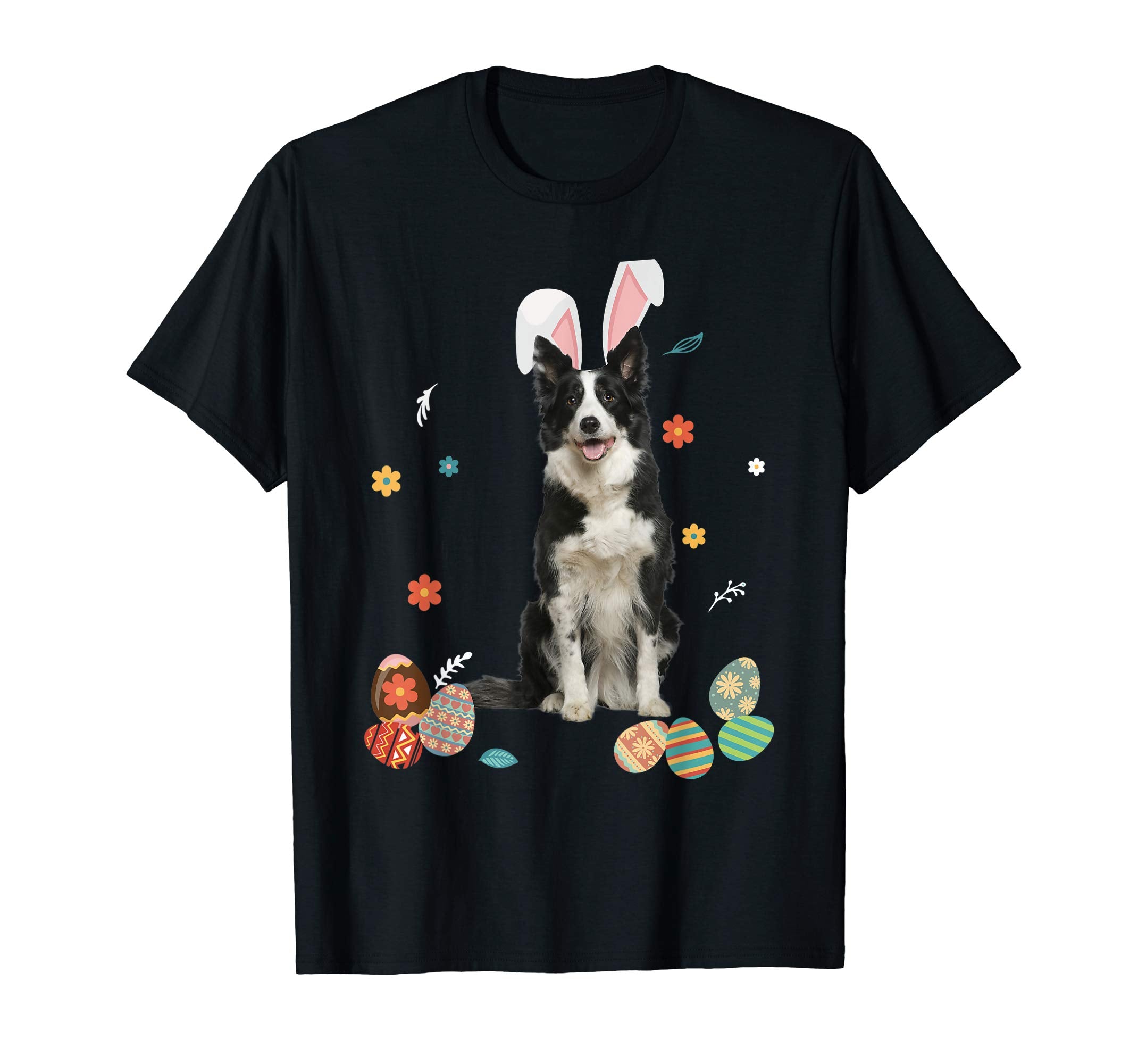 Border Collie Bunny Rabbit Happy Easter Day T-Shirt