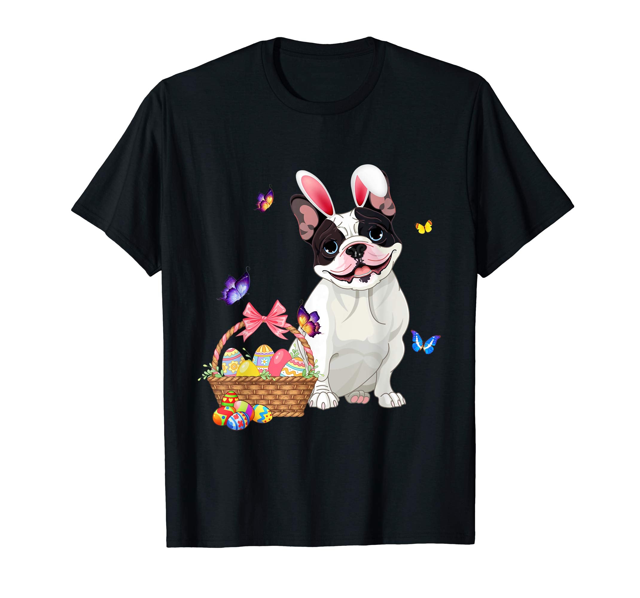 Funny Frech Bulldog Bunny with Eggs Easter T shirt Dog lover