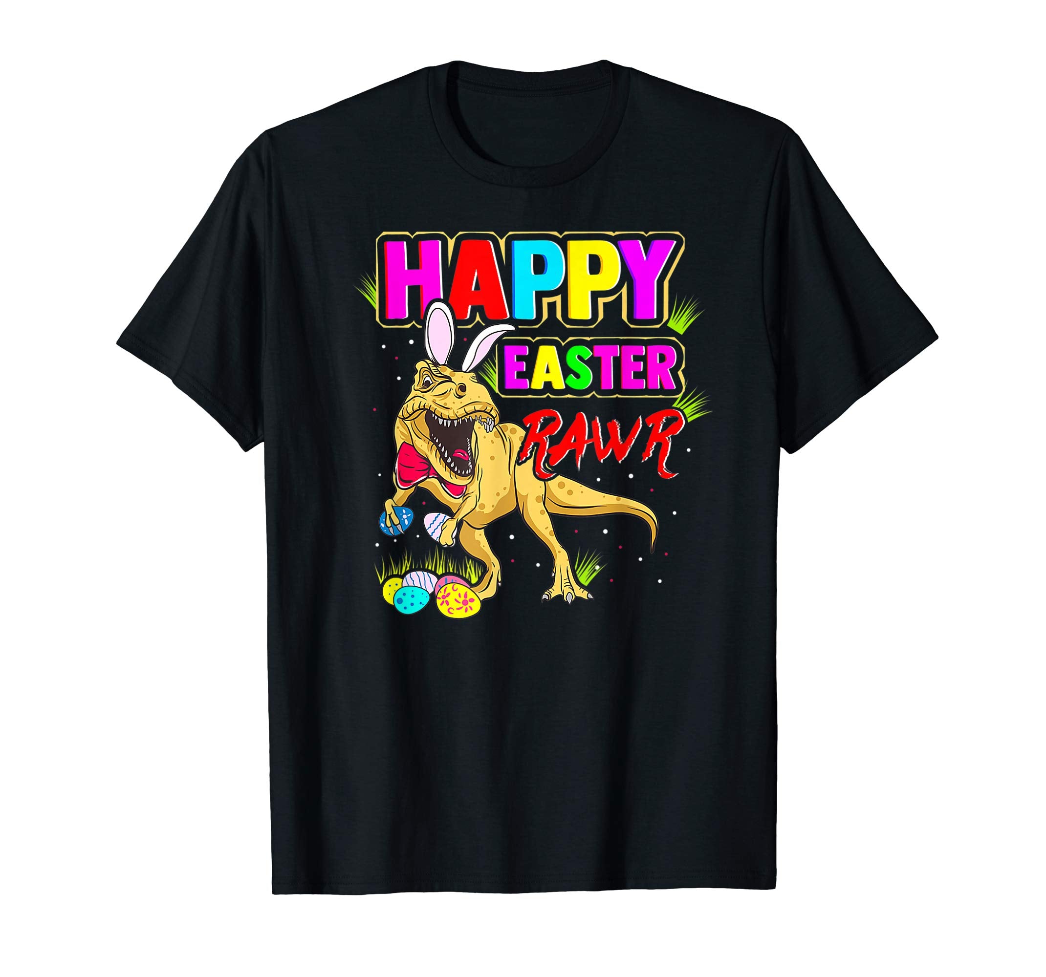 T-Rex Dinosaur Easter Bunny Shirt Kids School Eggs Rawr