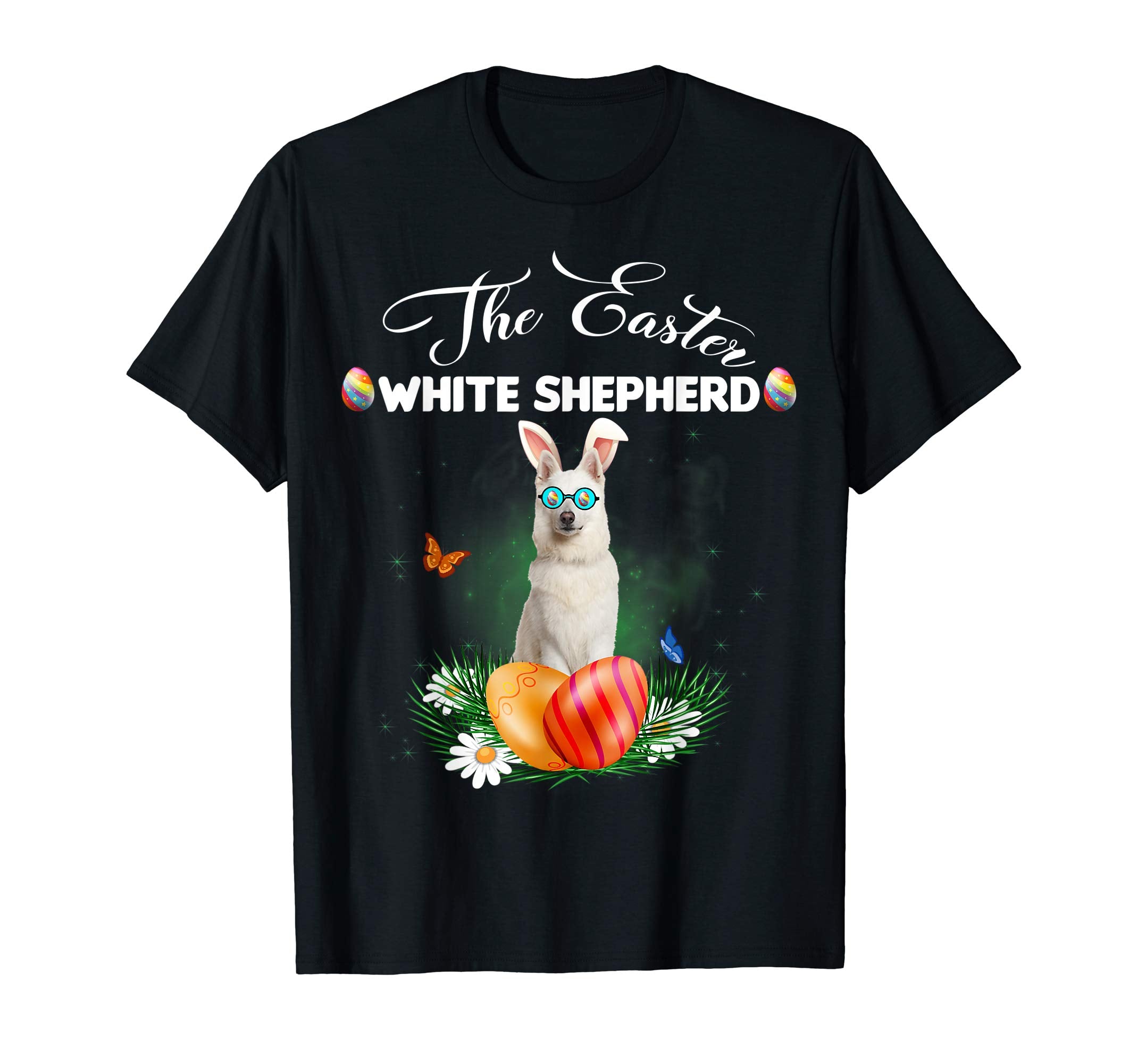 White Shepherd Bunny Easter Day Dog Gifts T-Shirt