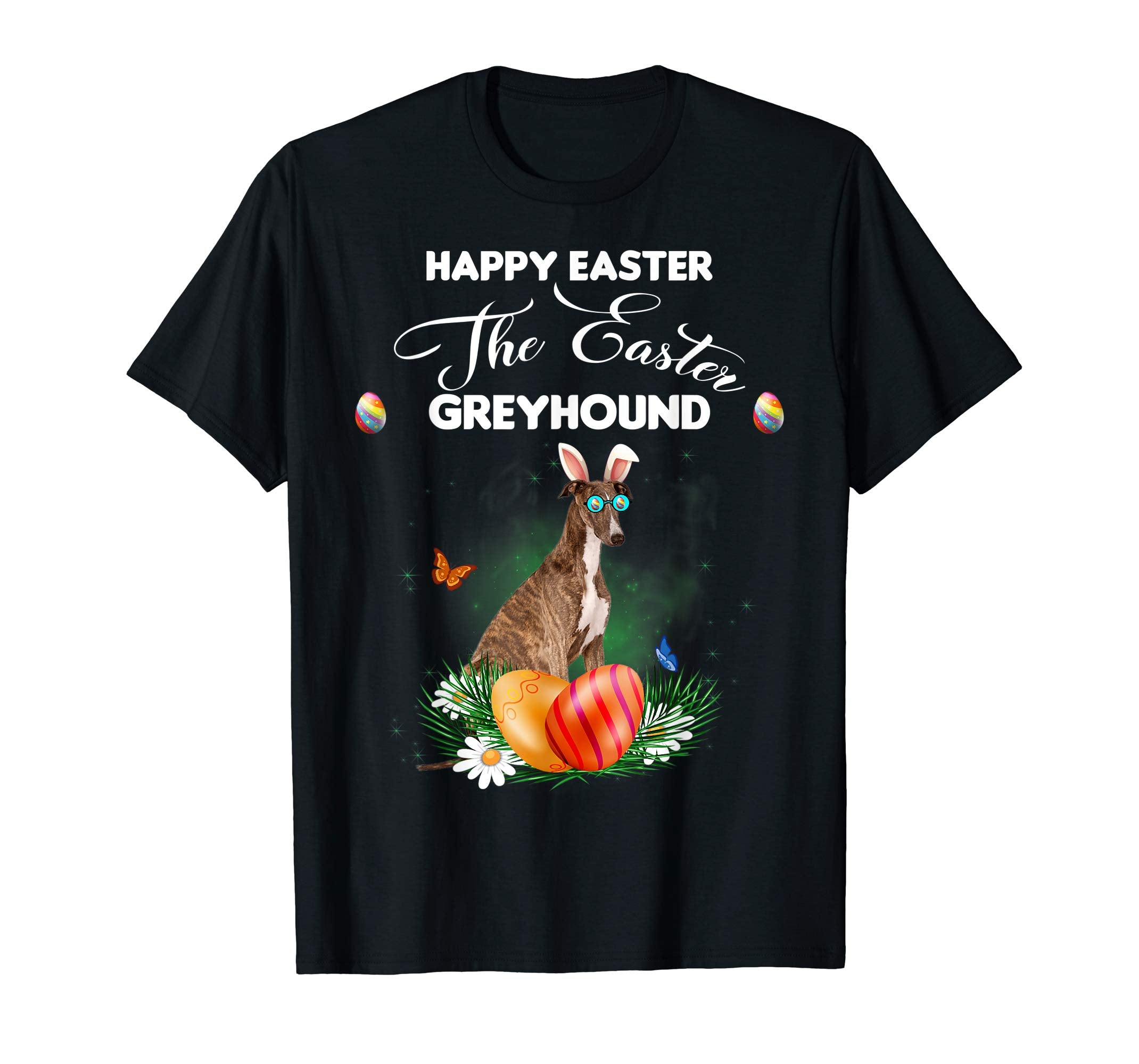 Greyhound Dog Sunglass Bunny Happy Easter Day Tshirt