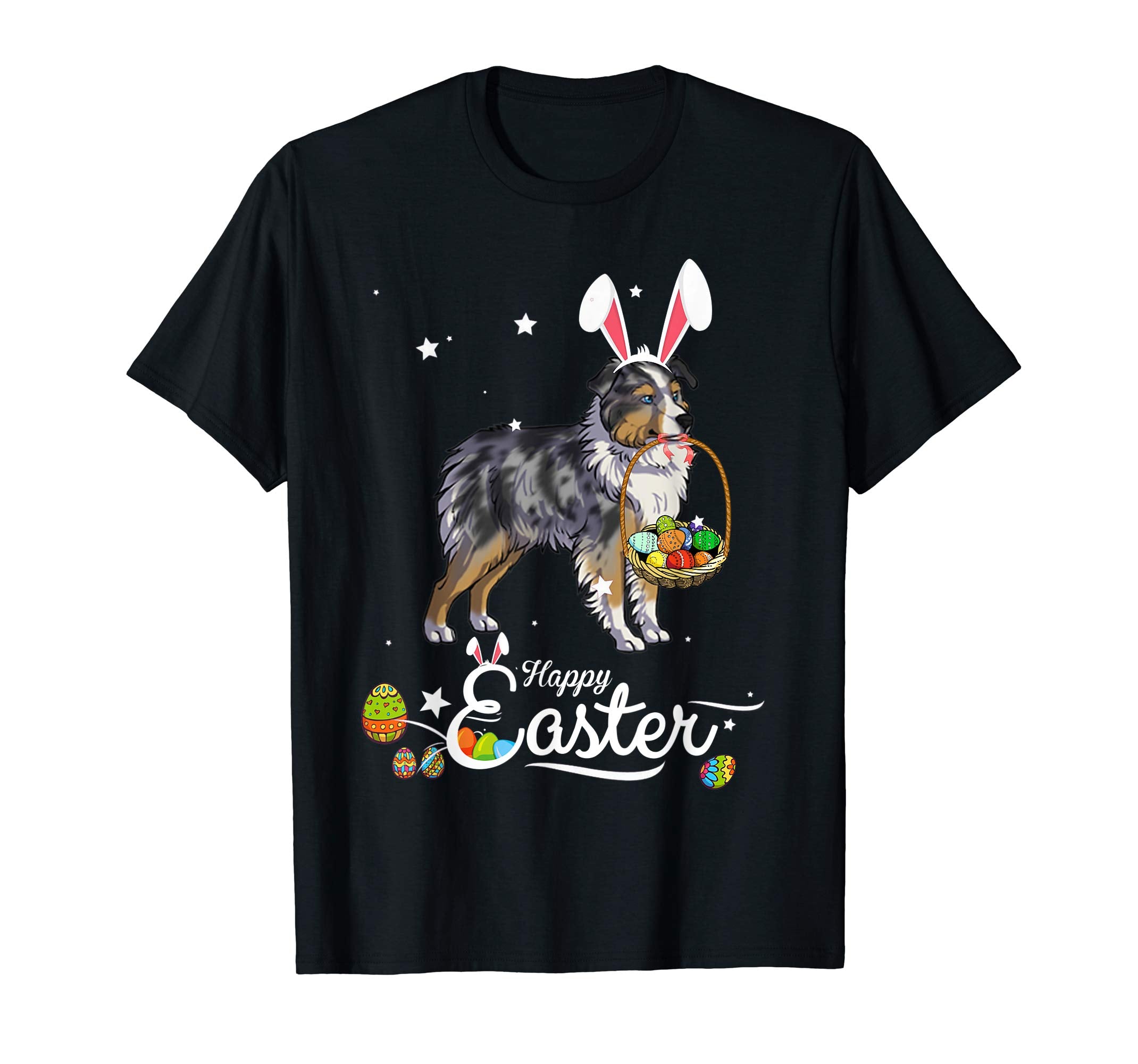 Miniature Shepherd Dog With Bunny Hat Easter Costume T Shirt