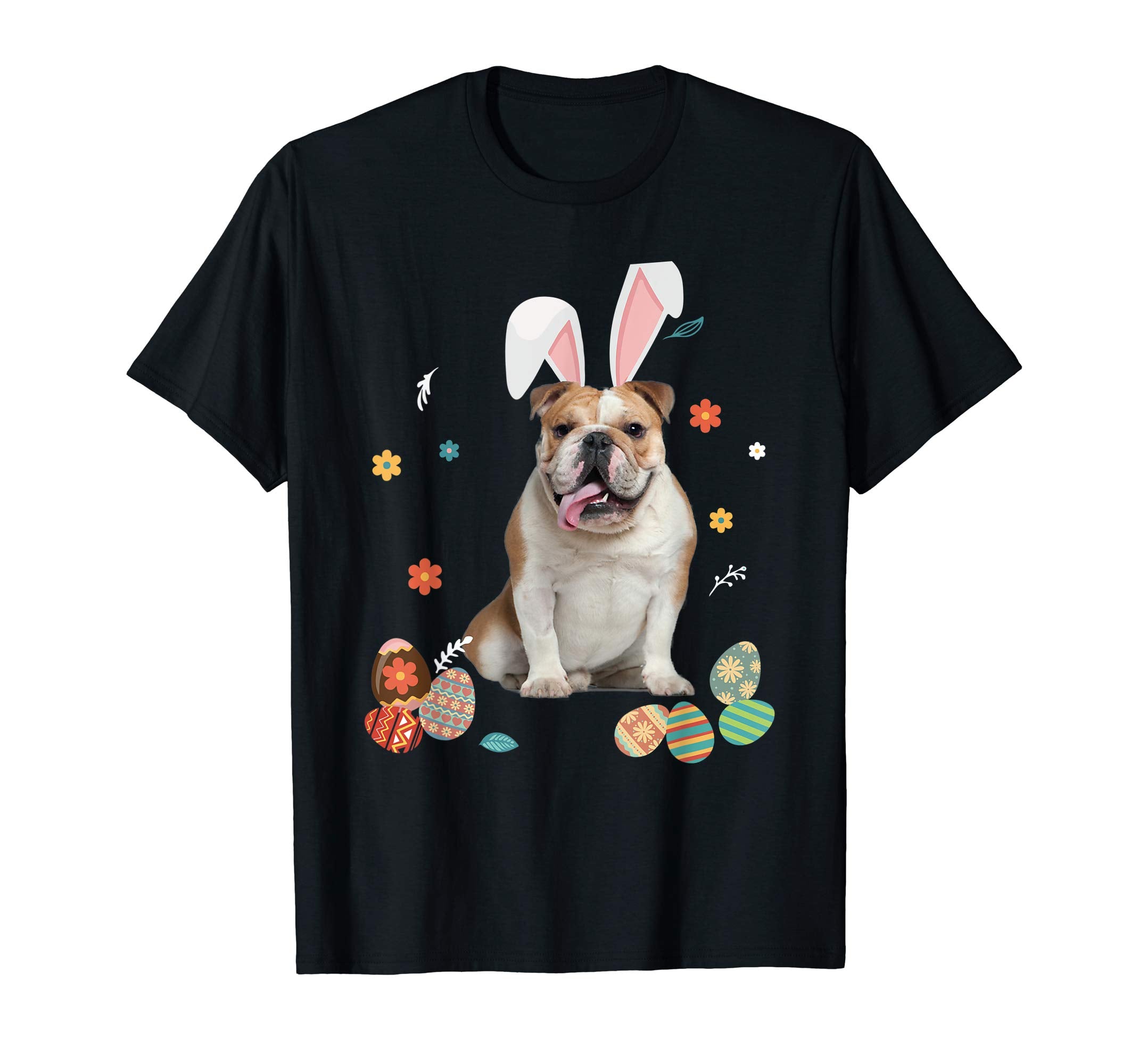 Bulldog Bunny Rabbit Happy Easter Day T-Shirt