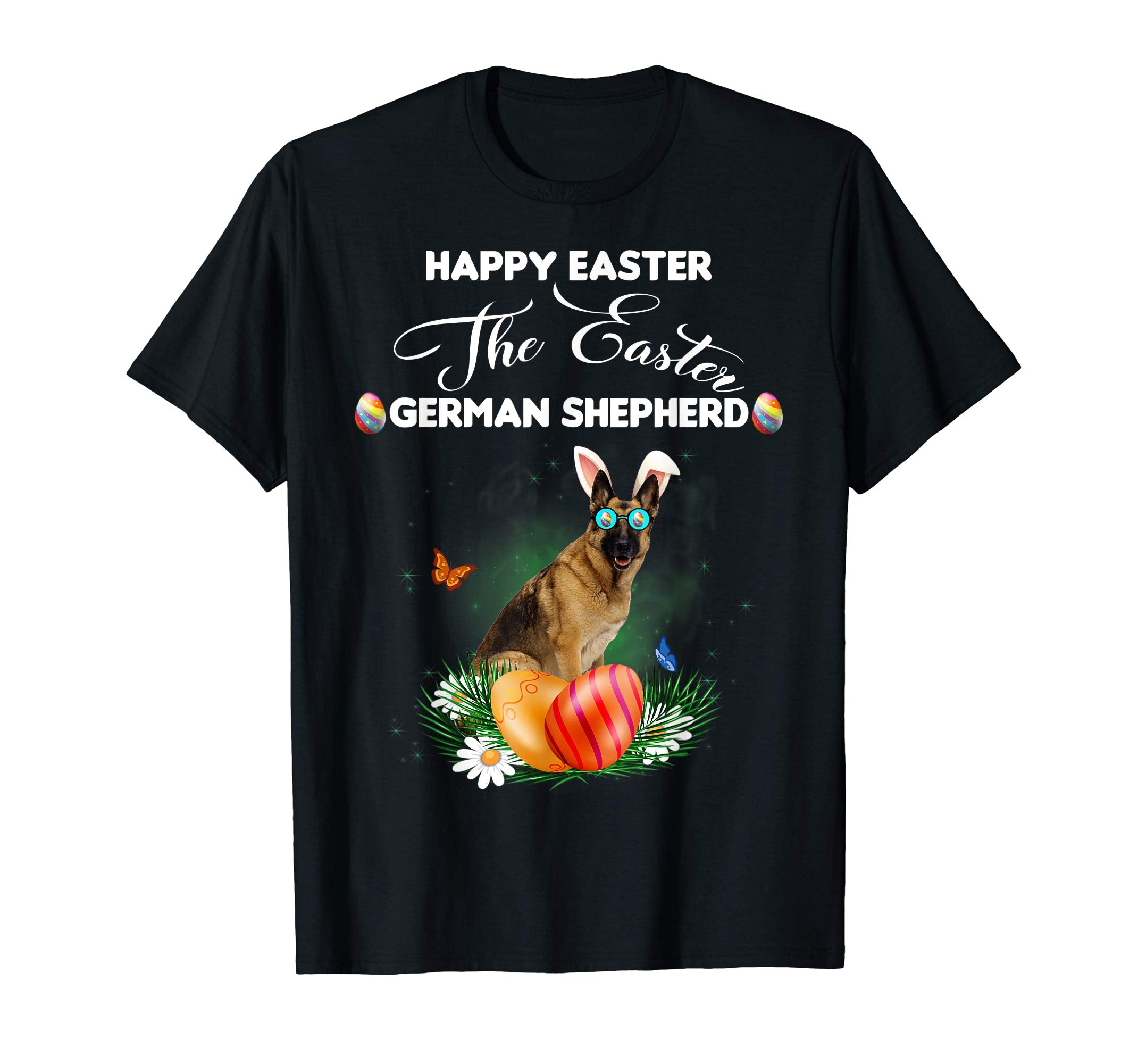 German Shepherd Dog Sunglass Bunny Happy Easter Day Tshirt