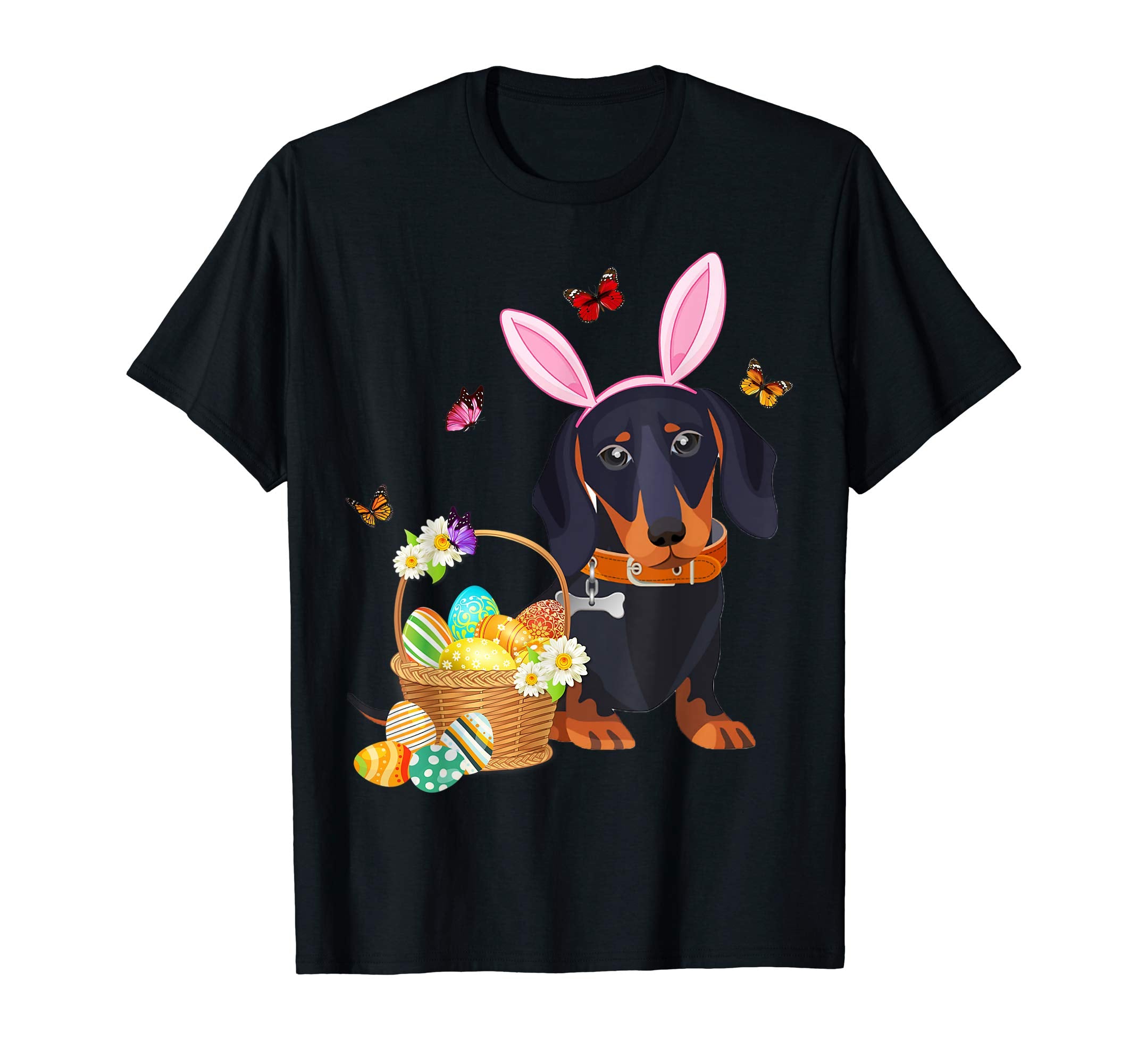 Dachshund Bunny Hat Rabbit Easter Eggs Shirt Happy Ea