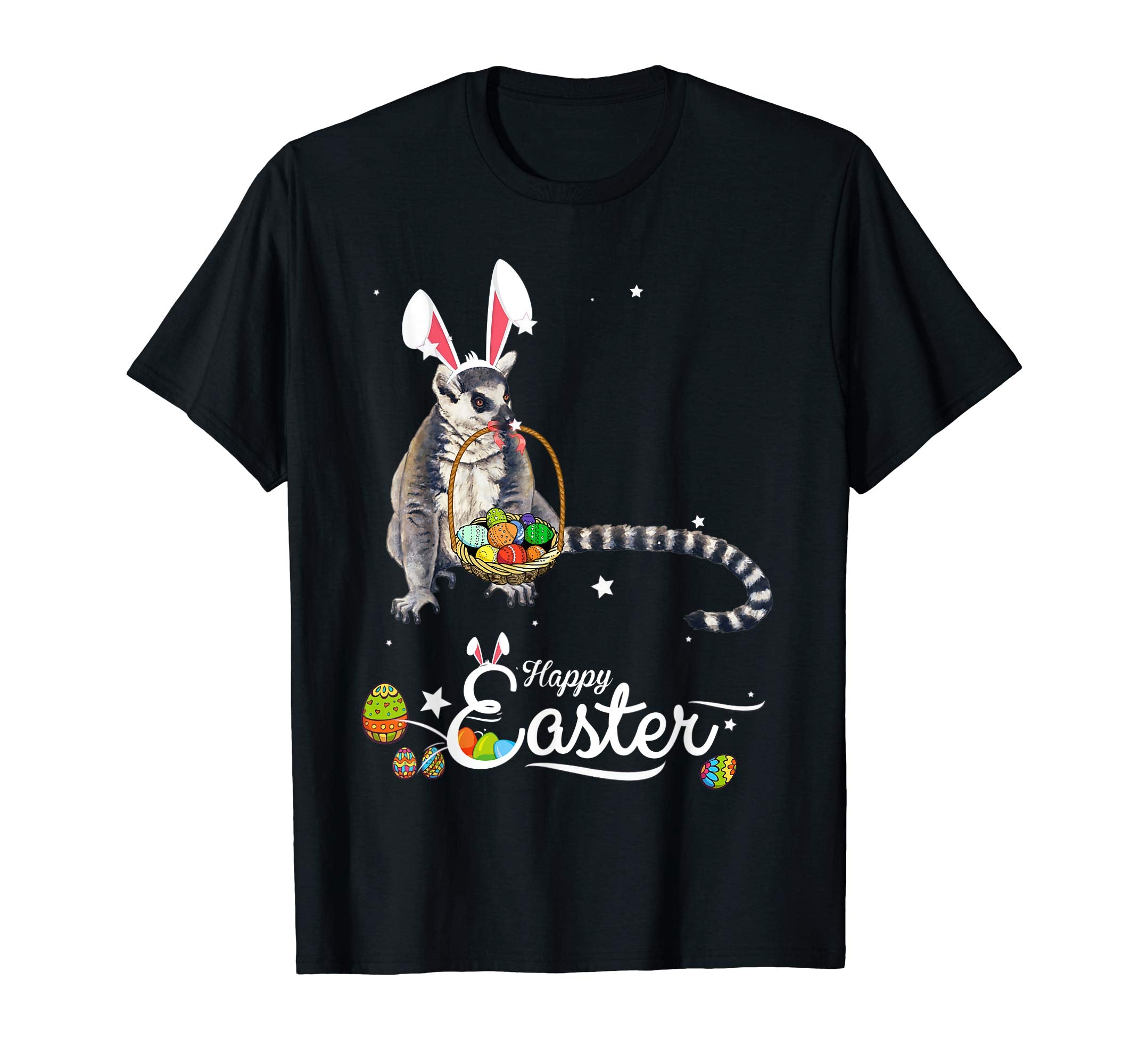 Cute Easter Lemur with Bunny Ears and Eggs T Shirt