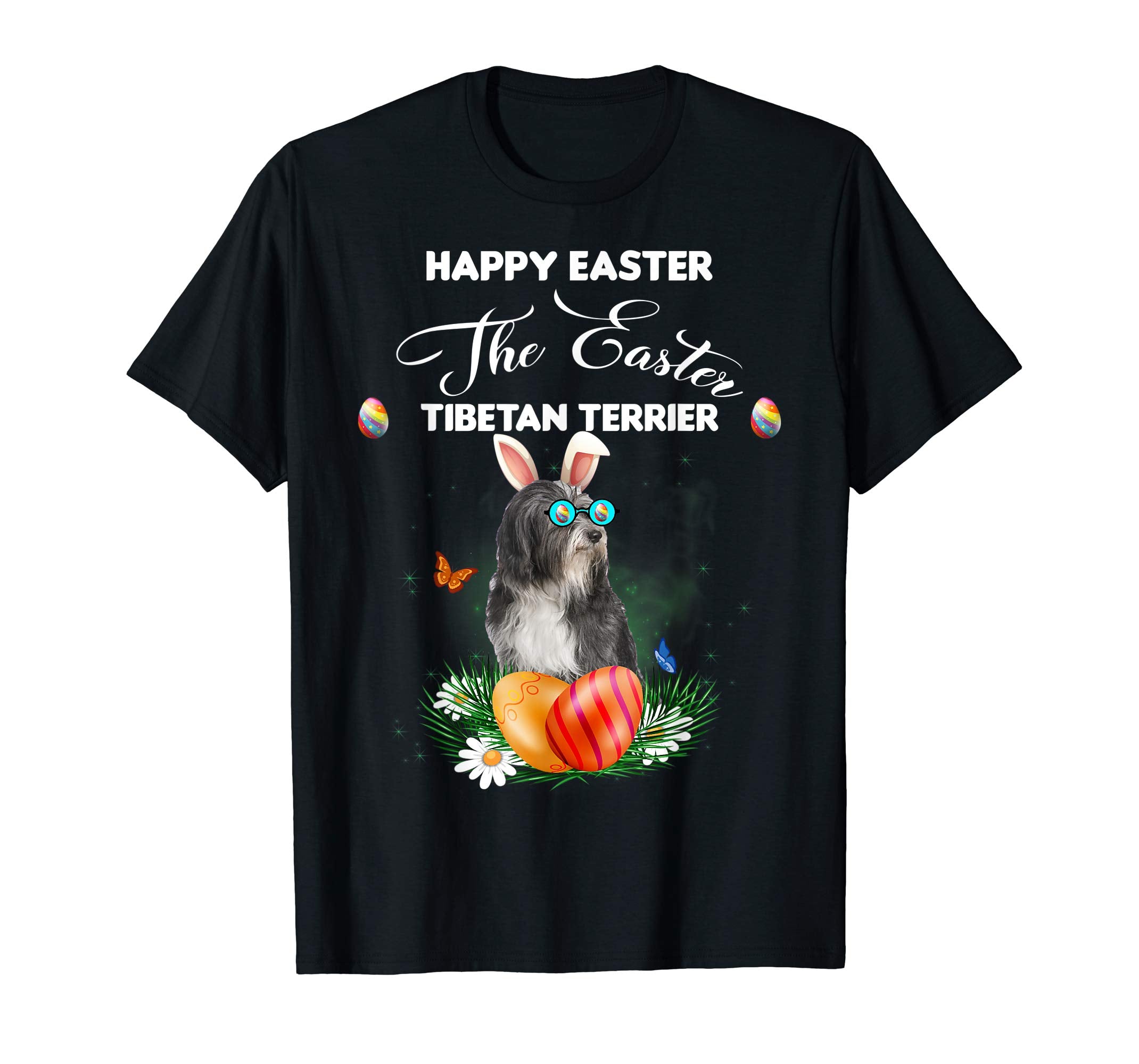 Tibetan Terrier Dog Sunglass Bunny Happy Easter Day Tshirt