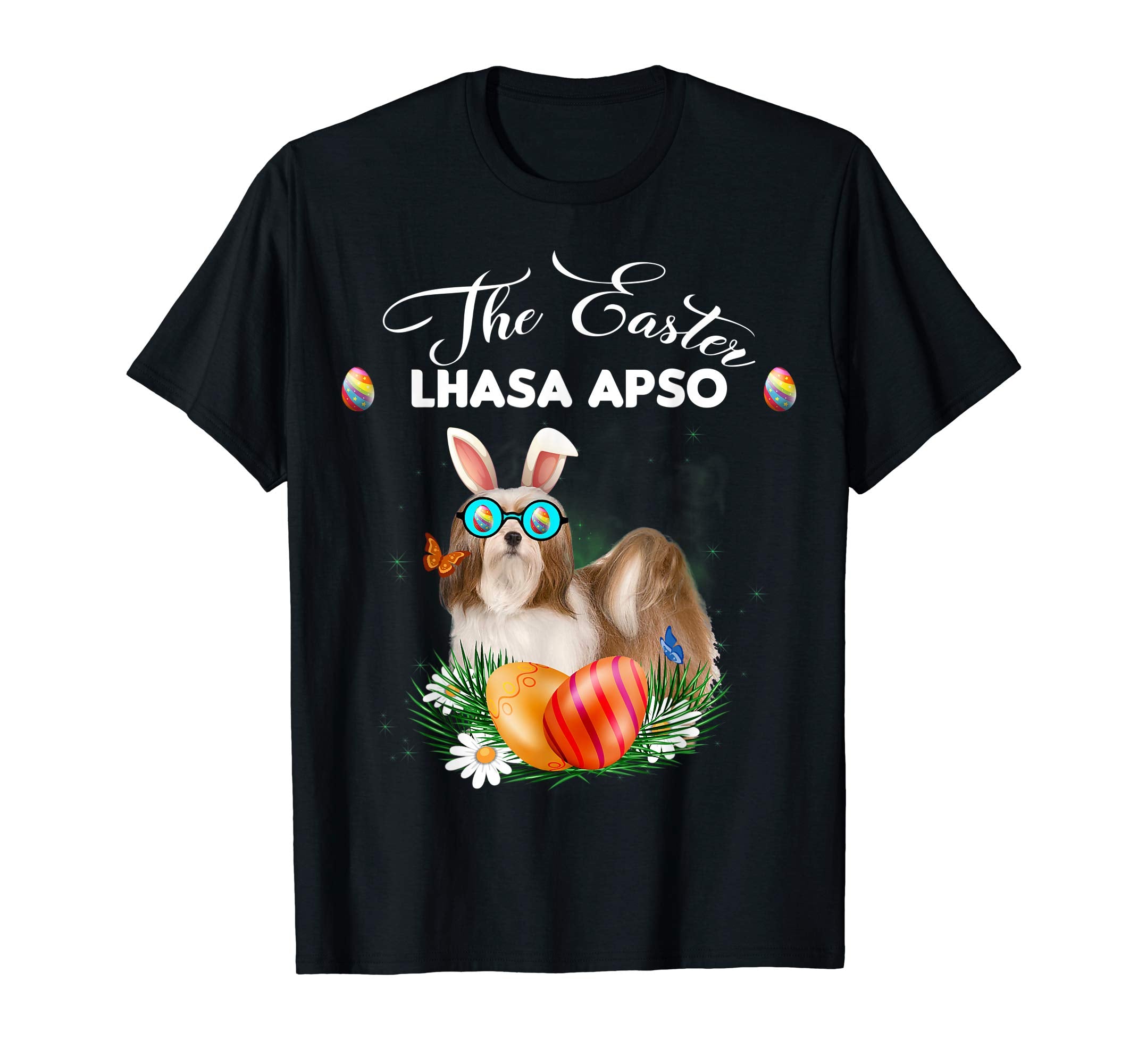 Lhasa Apso Bunny Easter Day Dog Gifts T-Shirt