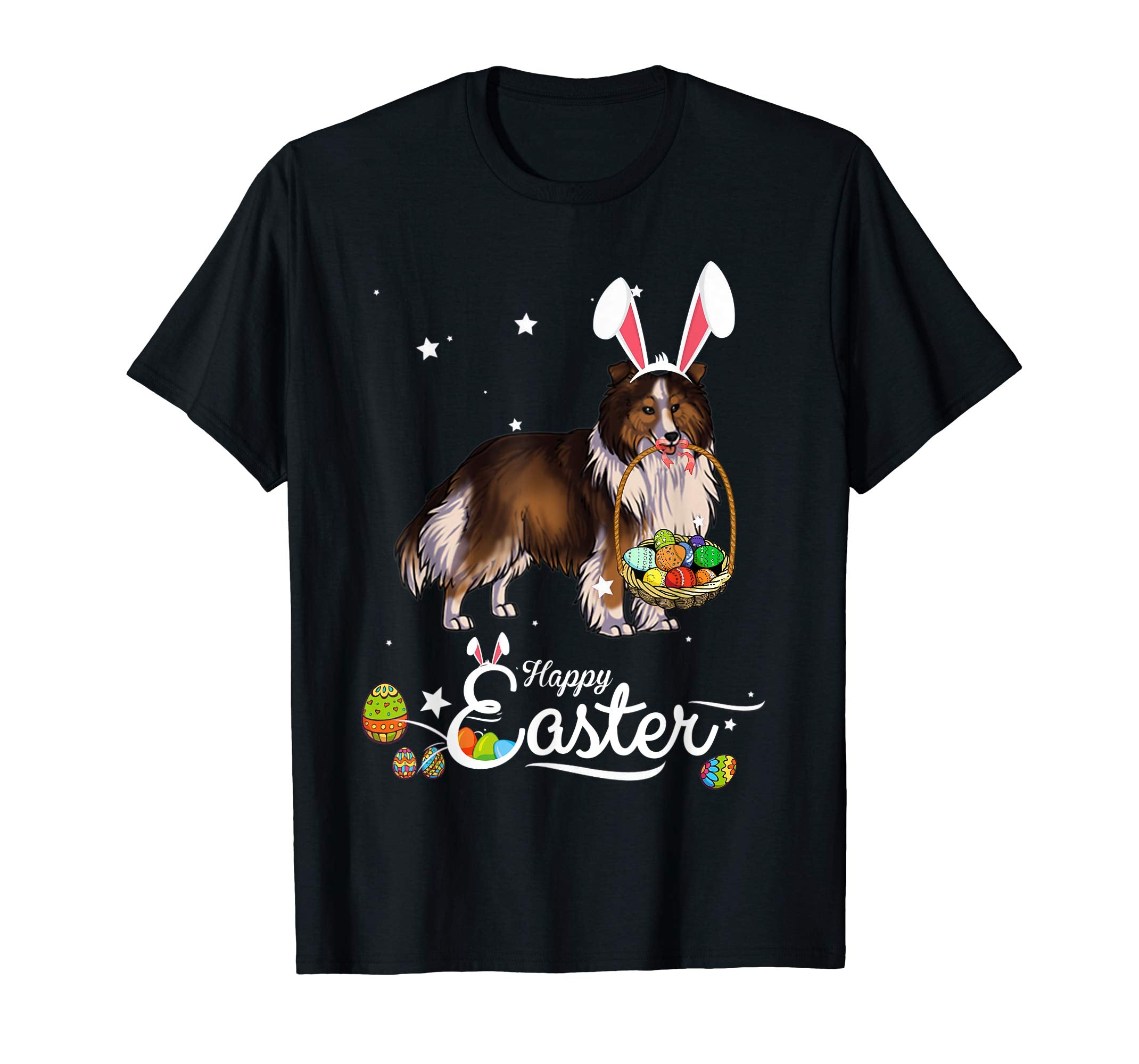 Shetland Sheepdog Dog With Bunny Hat Easter Costume T Shirt