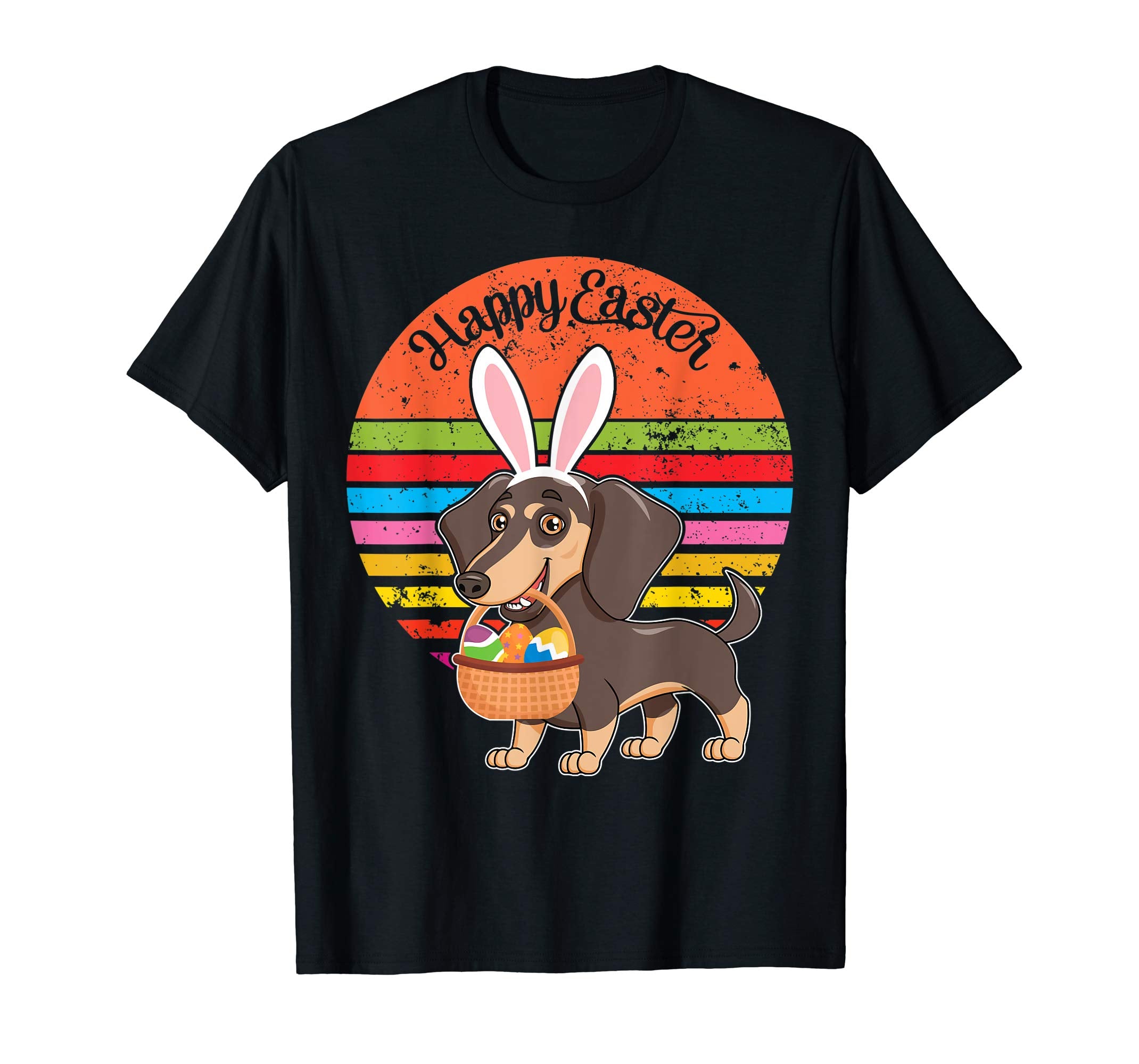 Dachshund Bunny Dog Easter Eggs Happy Easter Vintage Shirt