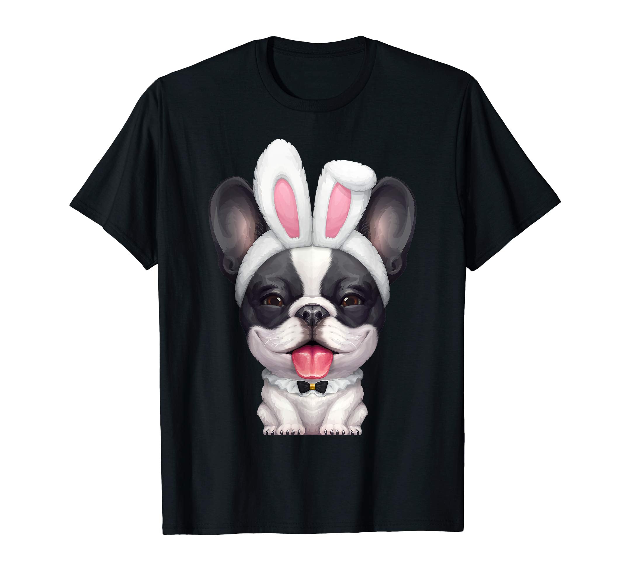 Black &amp; White French Bulldog in Easter Bunny Costume T-Shirt