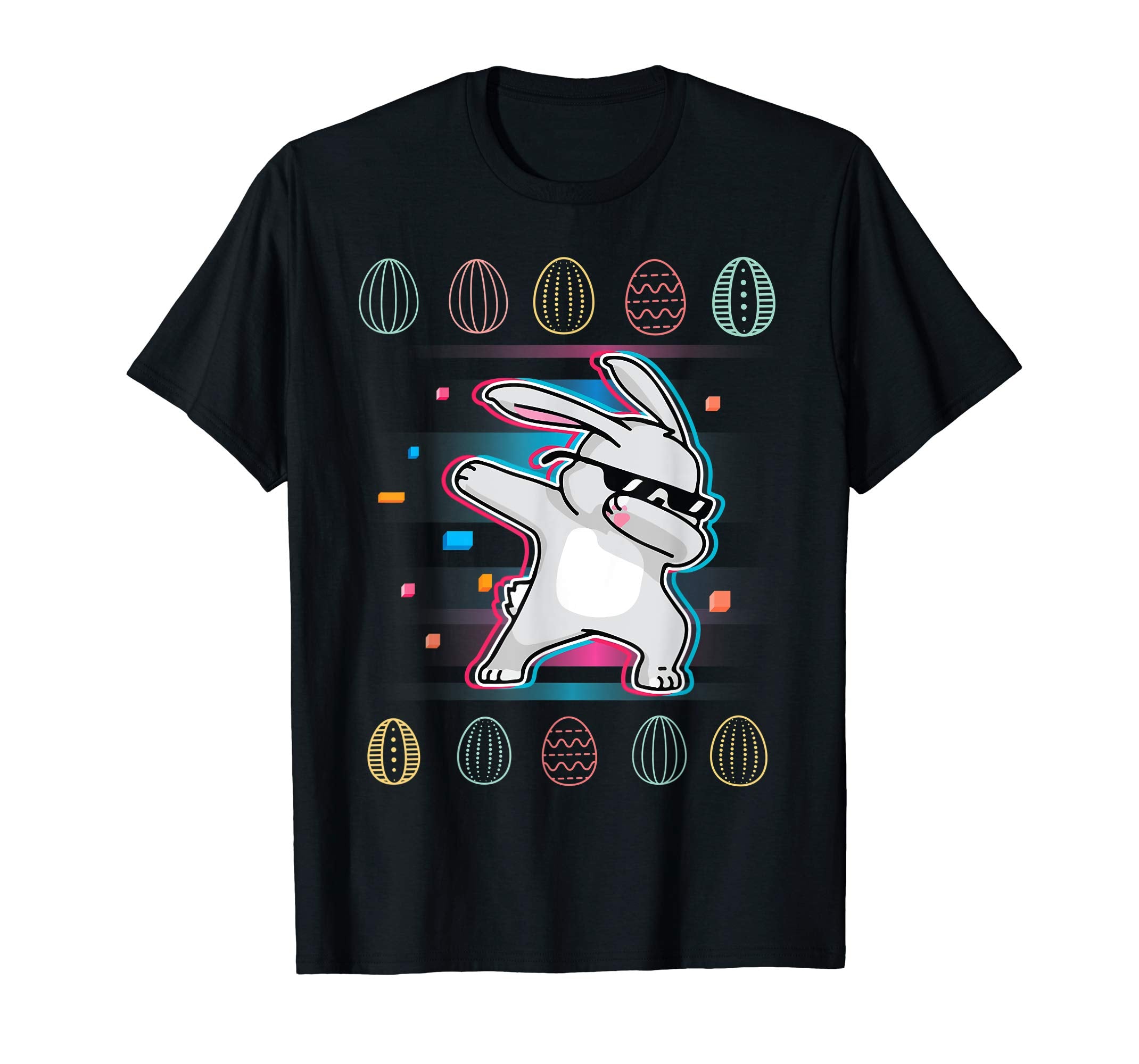 Neon Vintage Rabbit Bunny Dabbing Around Easter Eggs Shirt