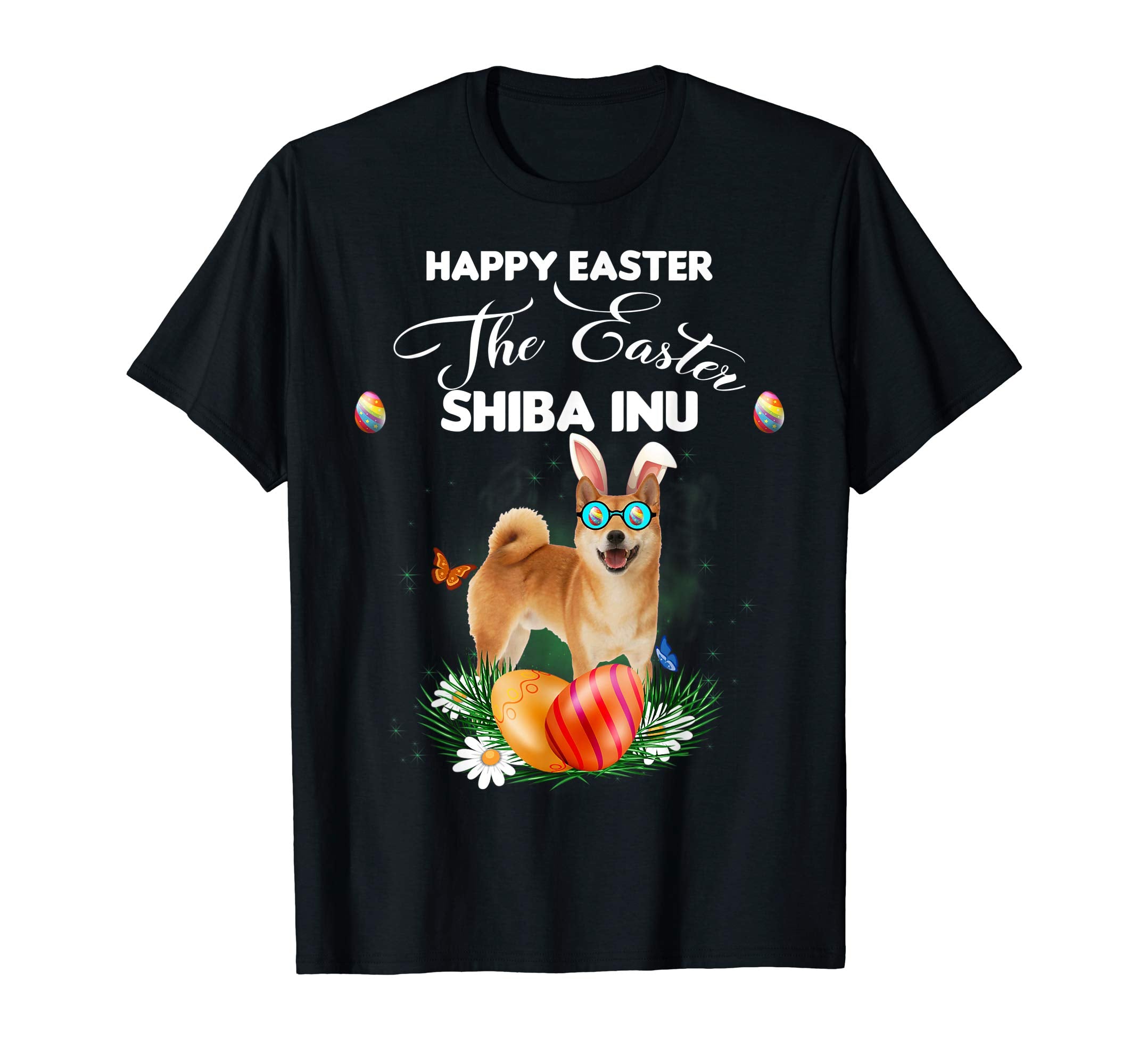 Shiba Inu Dog Sunglass Bunny Happy Easter Day Tshirt