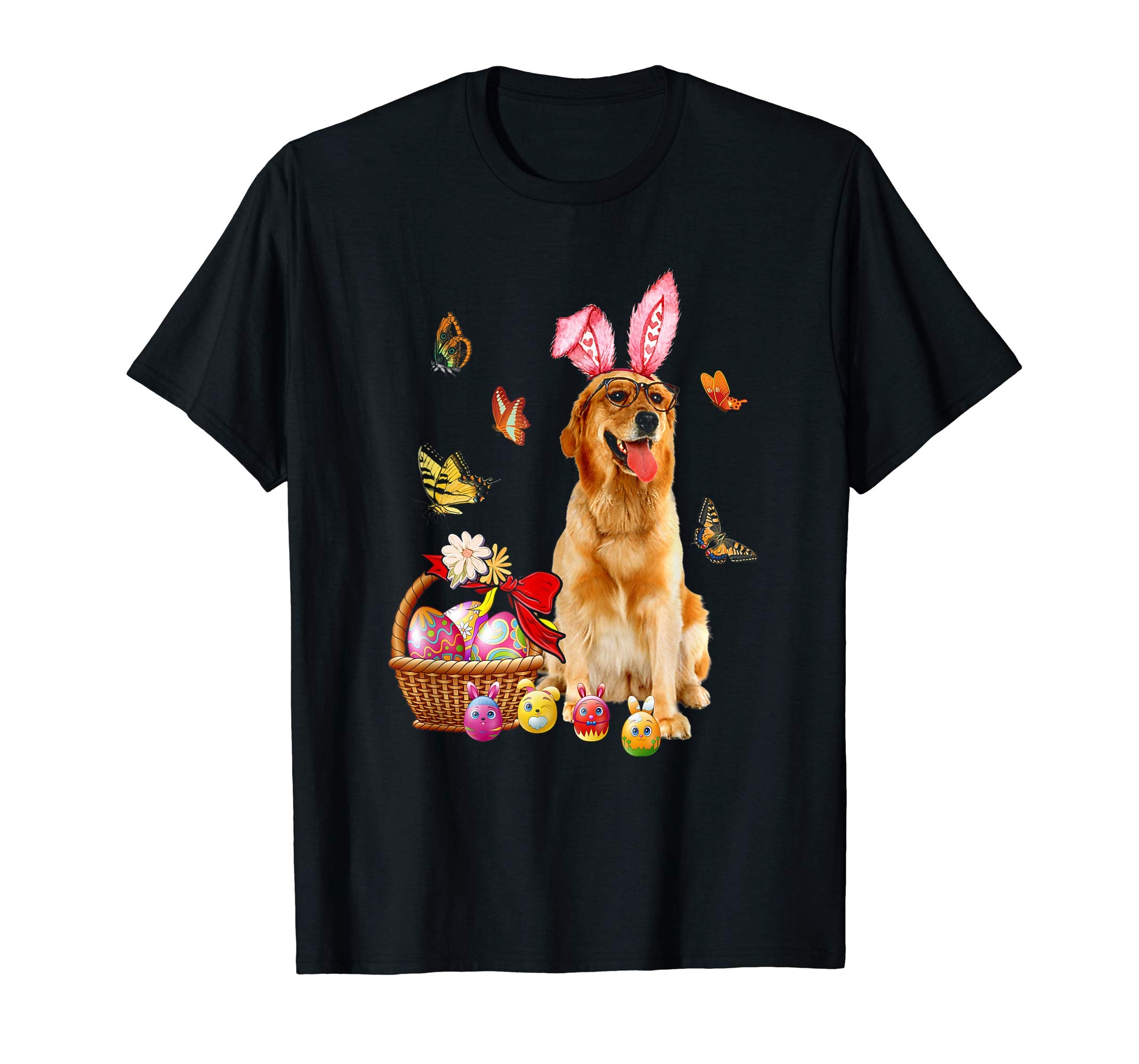 Golden Retriever Bunny Hat Rabbit Easter Eggs Shirt