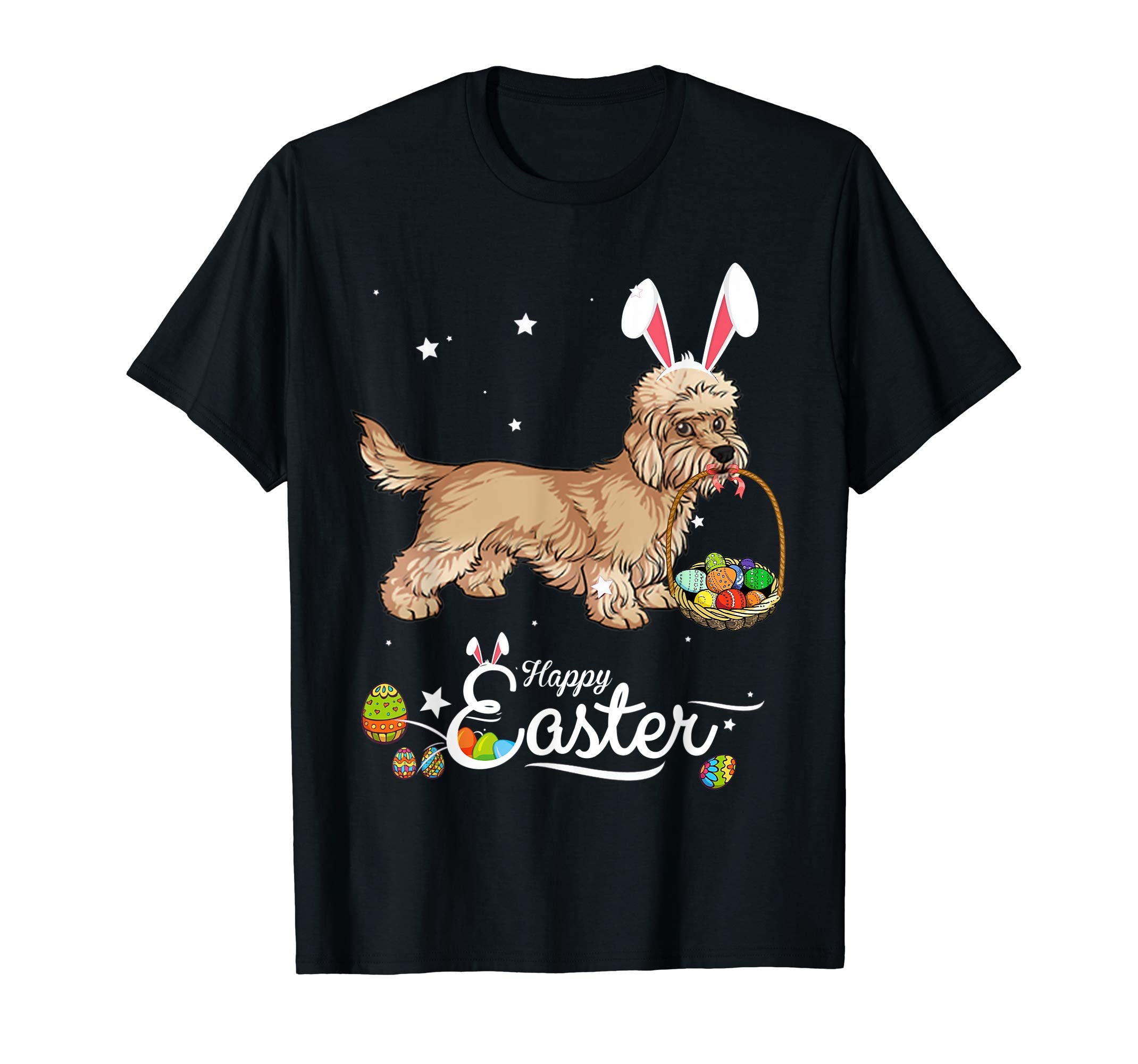 Dandi Dinmont Dog With Bunny Hat Easter Costume T Shirt