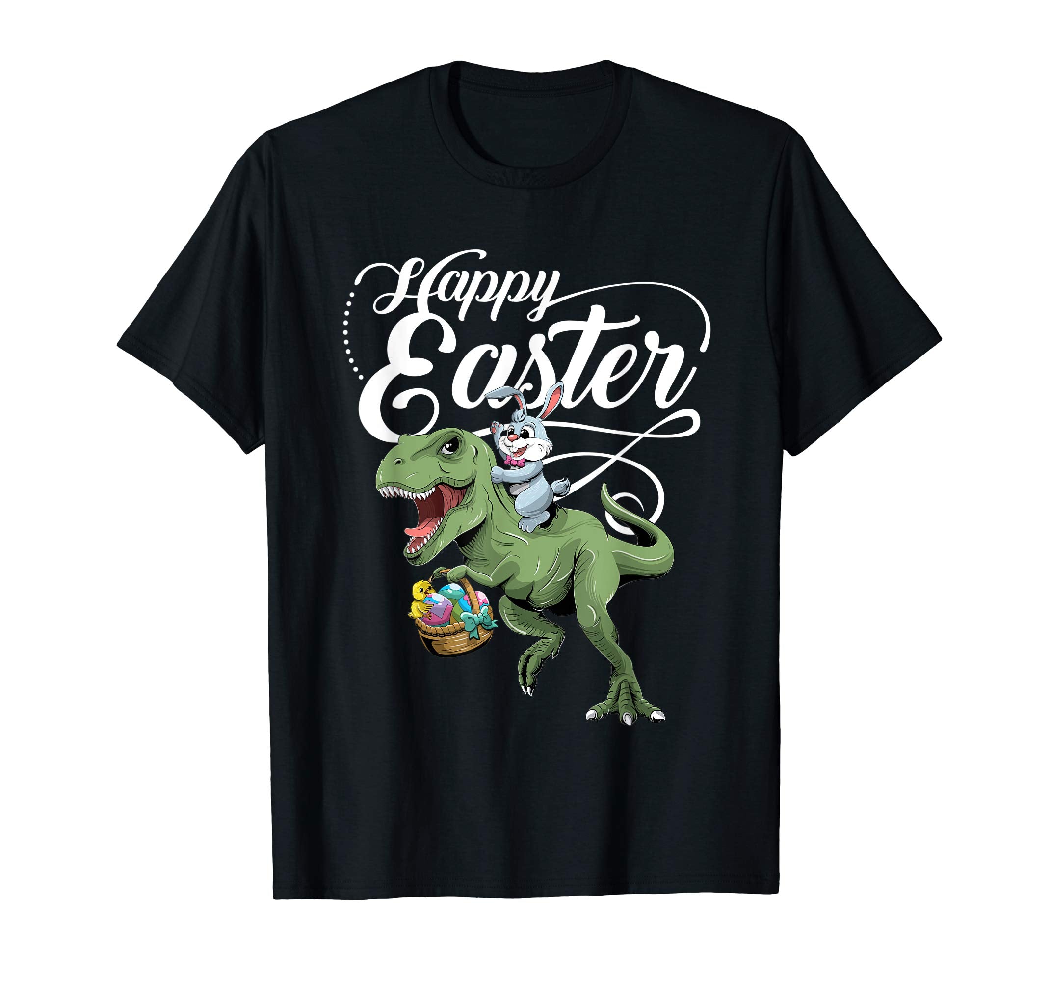 Easter T Shirt for Kids with Cool Bunny and T-rex Egg Hunt