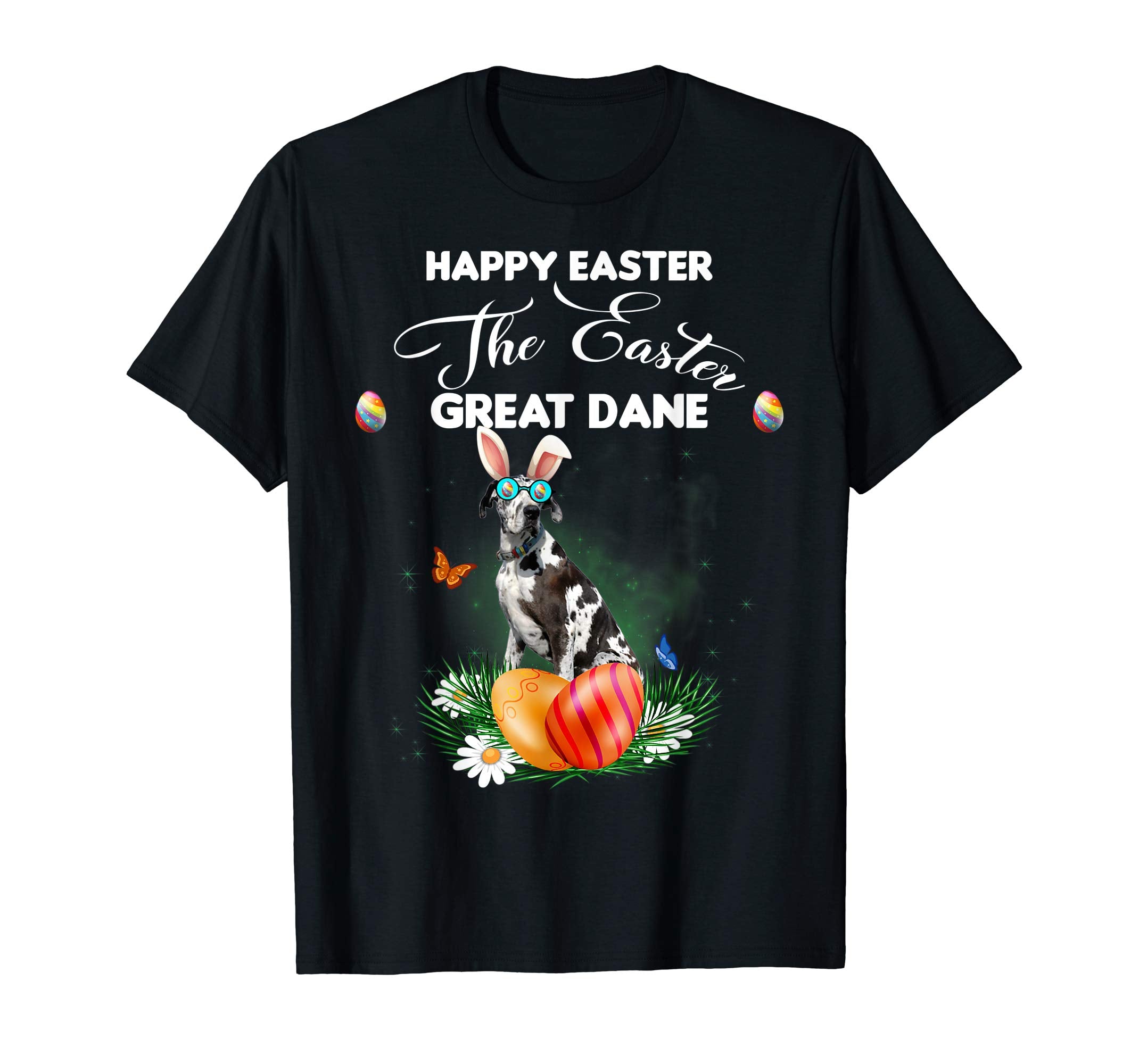 Great Dane Dog Sunglass Bunny Happy Easter Day Tshirt