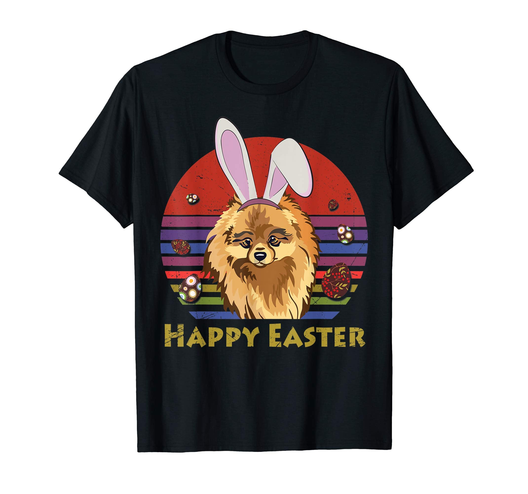 Pomeranian With Bunny Headband Happy Easter Tshirt Gifts