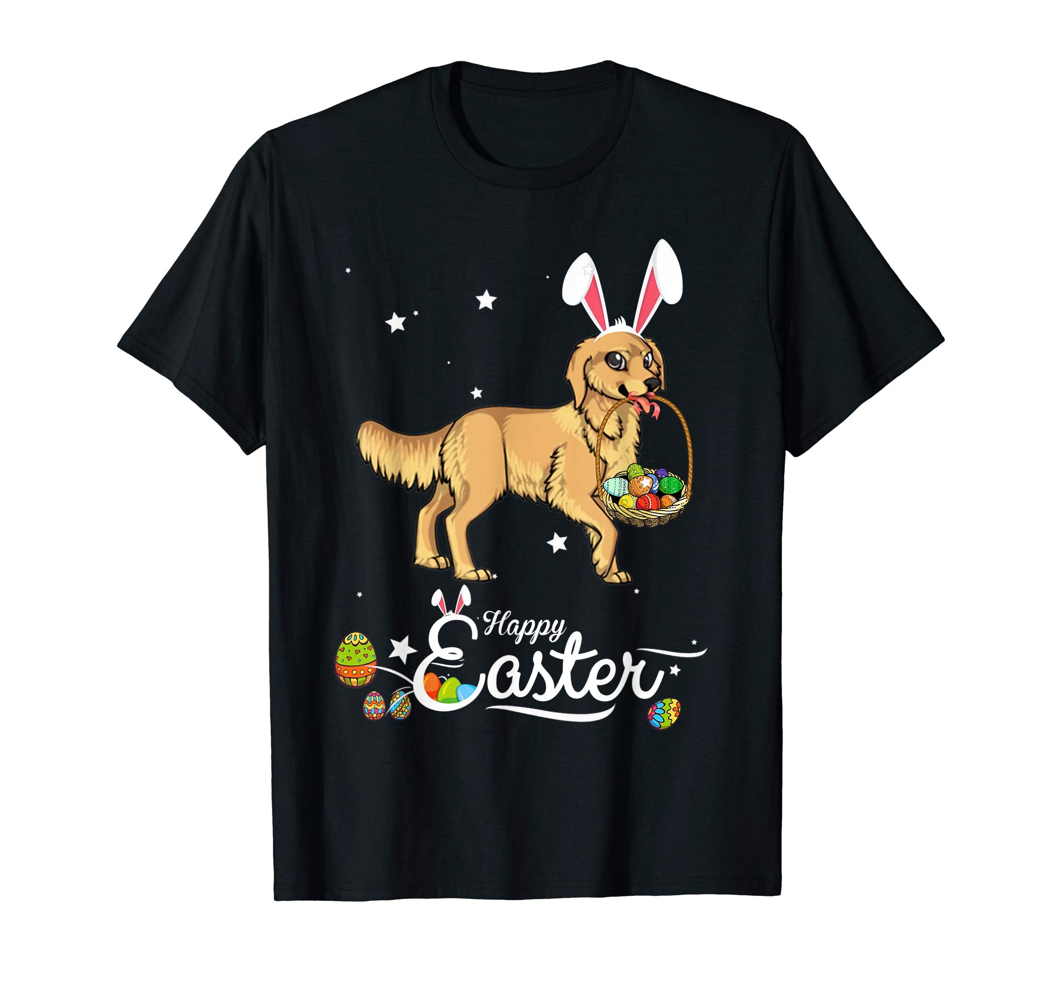 Golden Retriever Dog With Bunny Hat Easter Costume T Shirt