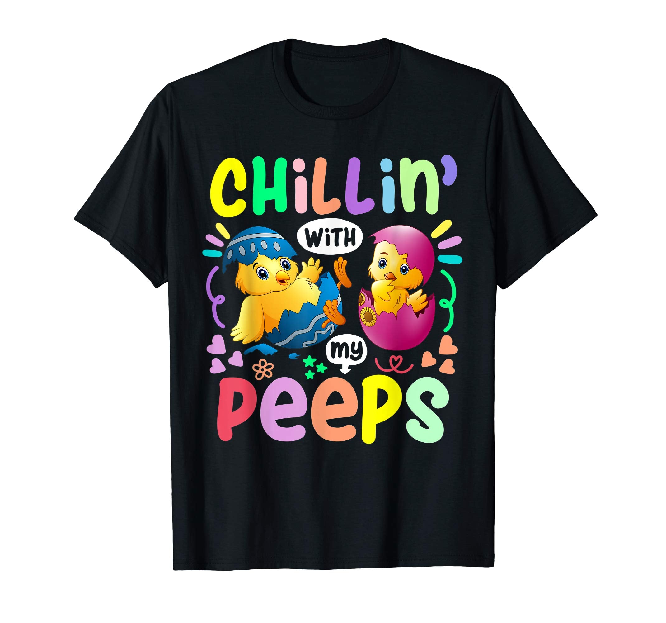 Chillin With My Peeps Happy Easter Kids Boys Girls T Shirt