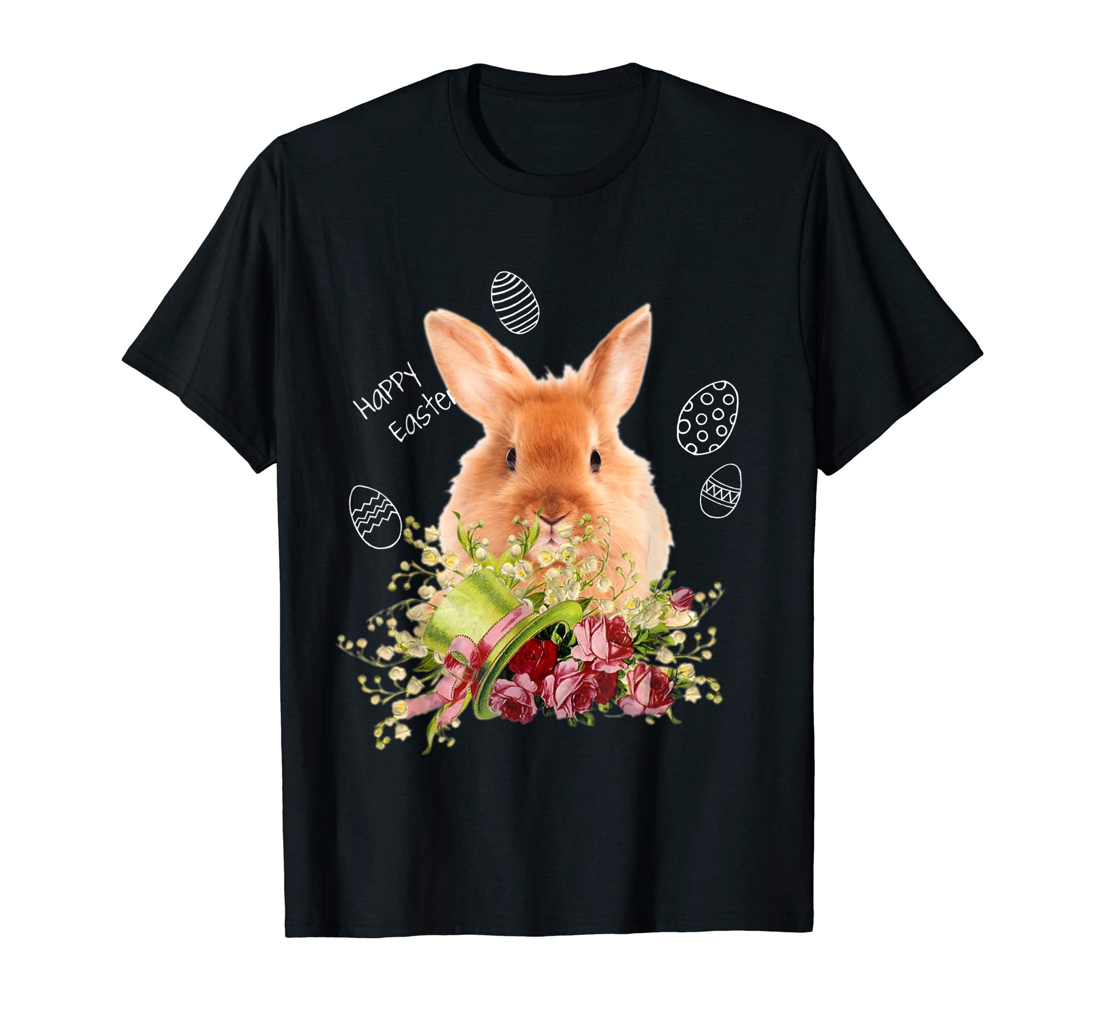 Easter Real Bunny And Flowers Graphic T-Shirt