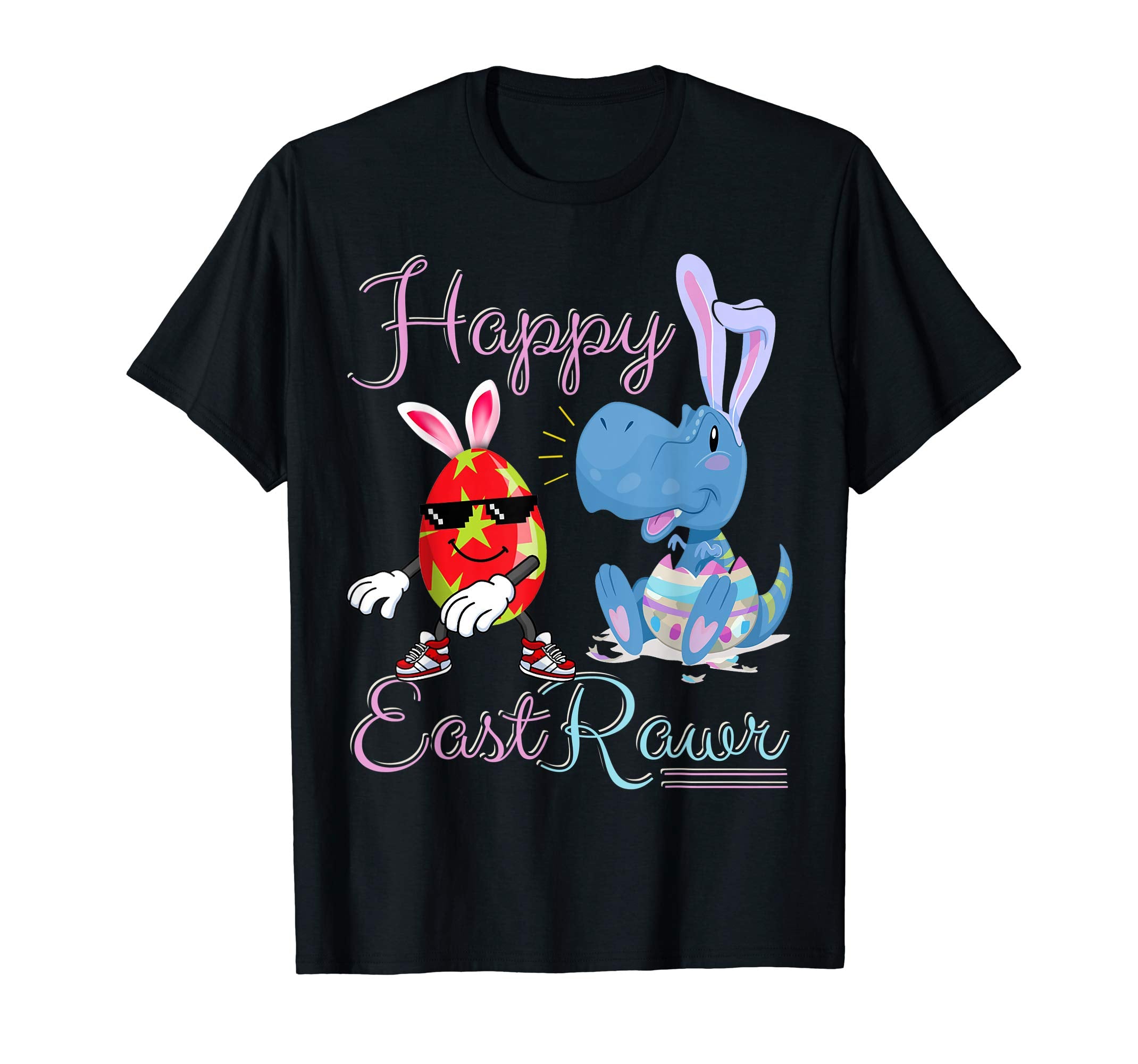 Dabbing Emoji Egg With Dinosaur Bunny Happy Easter T Shirt