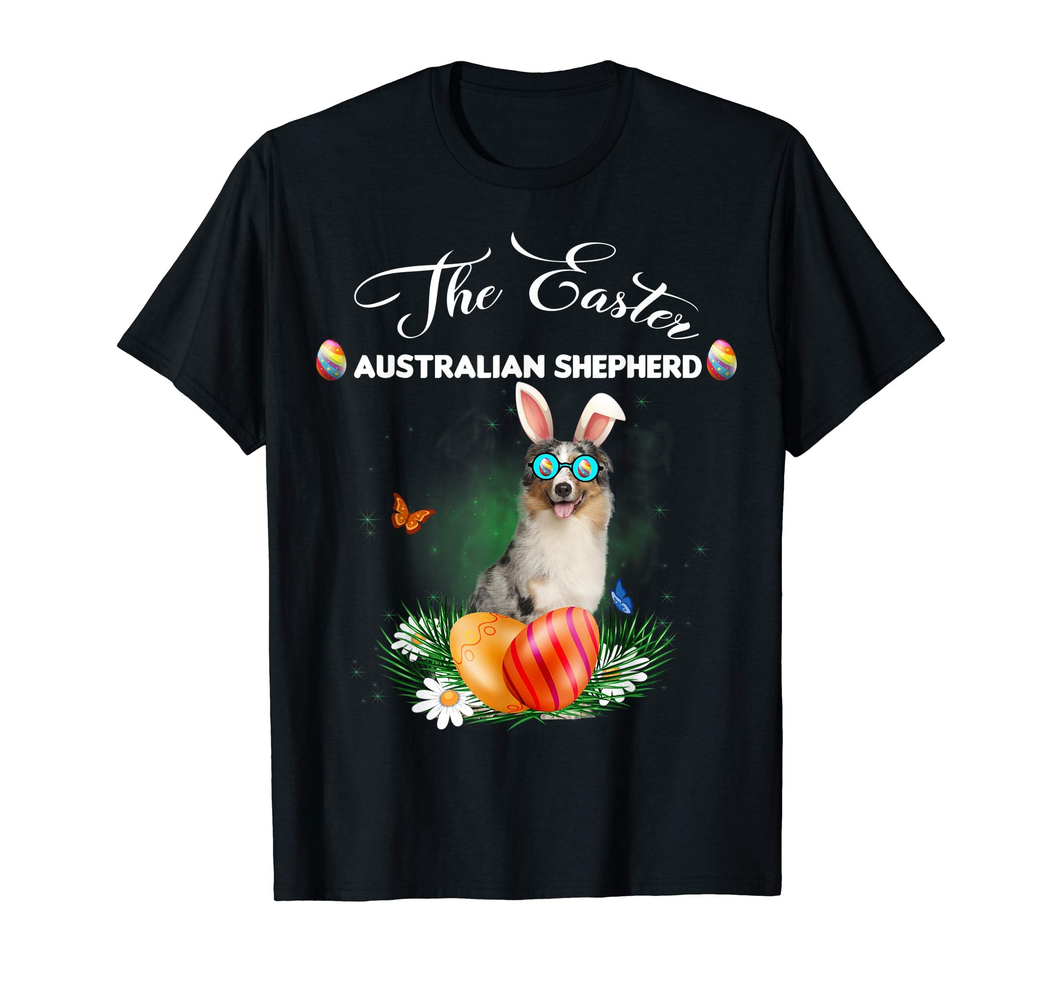 Australian Shepherd Bunny Easter Day Dog Gifts T-Shirt