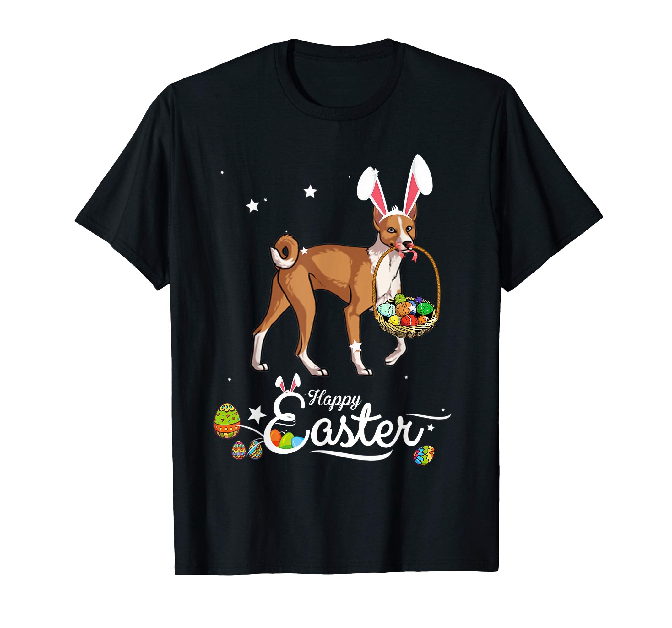 Basenji Dog With Bunny Hat Easter Costume T Shirt