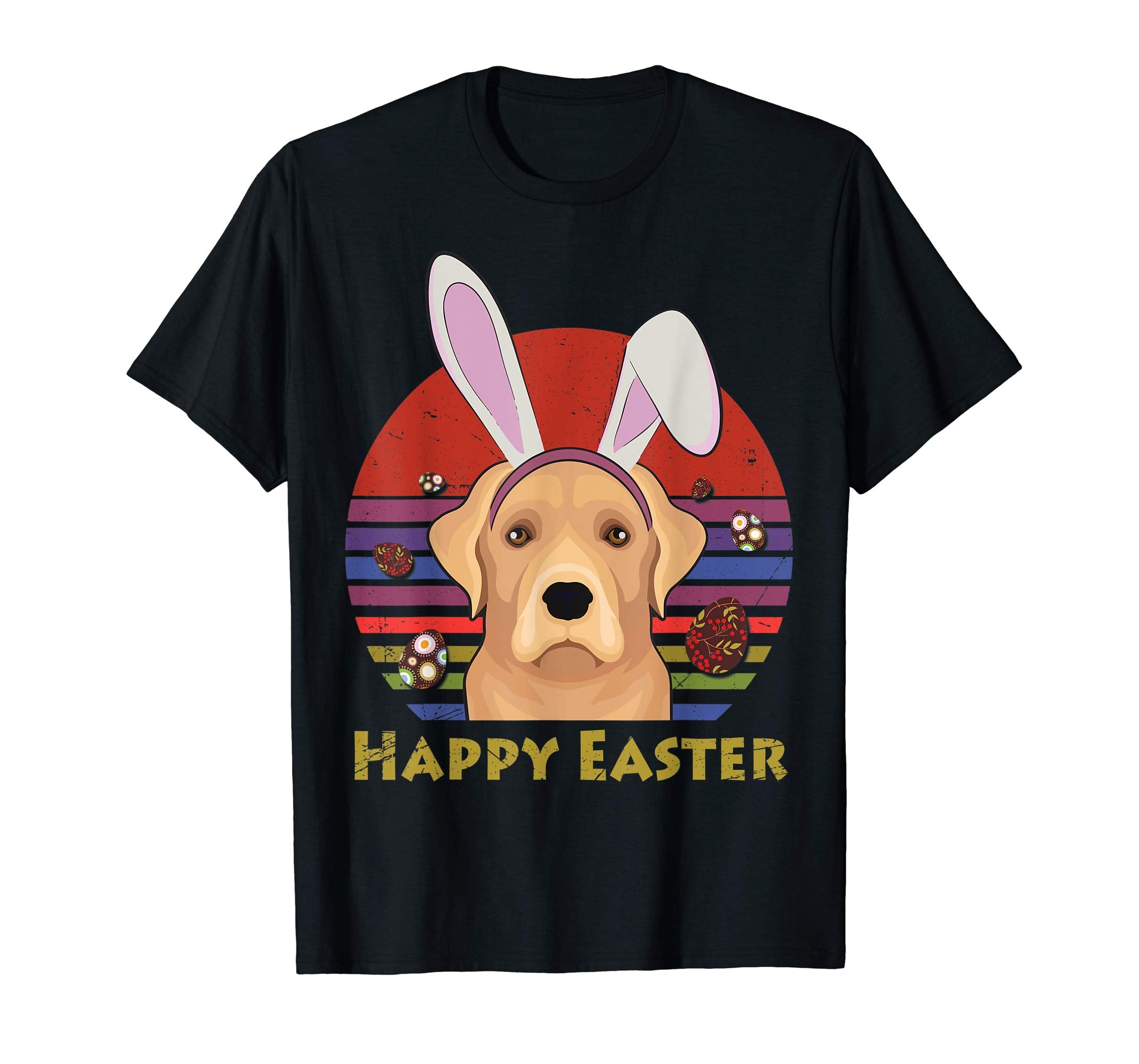 Labrador Retriever With Bunny Headband Happy Easter Tshirt