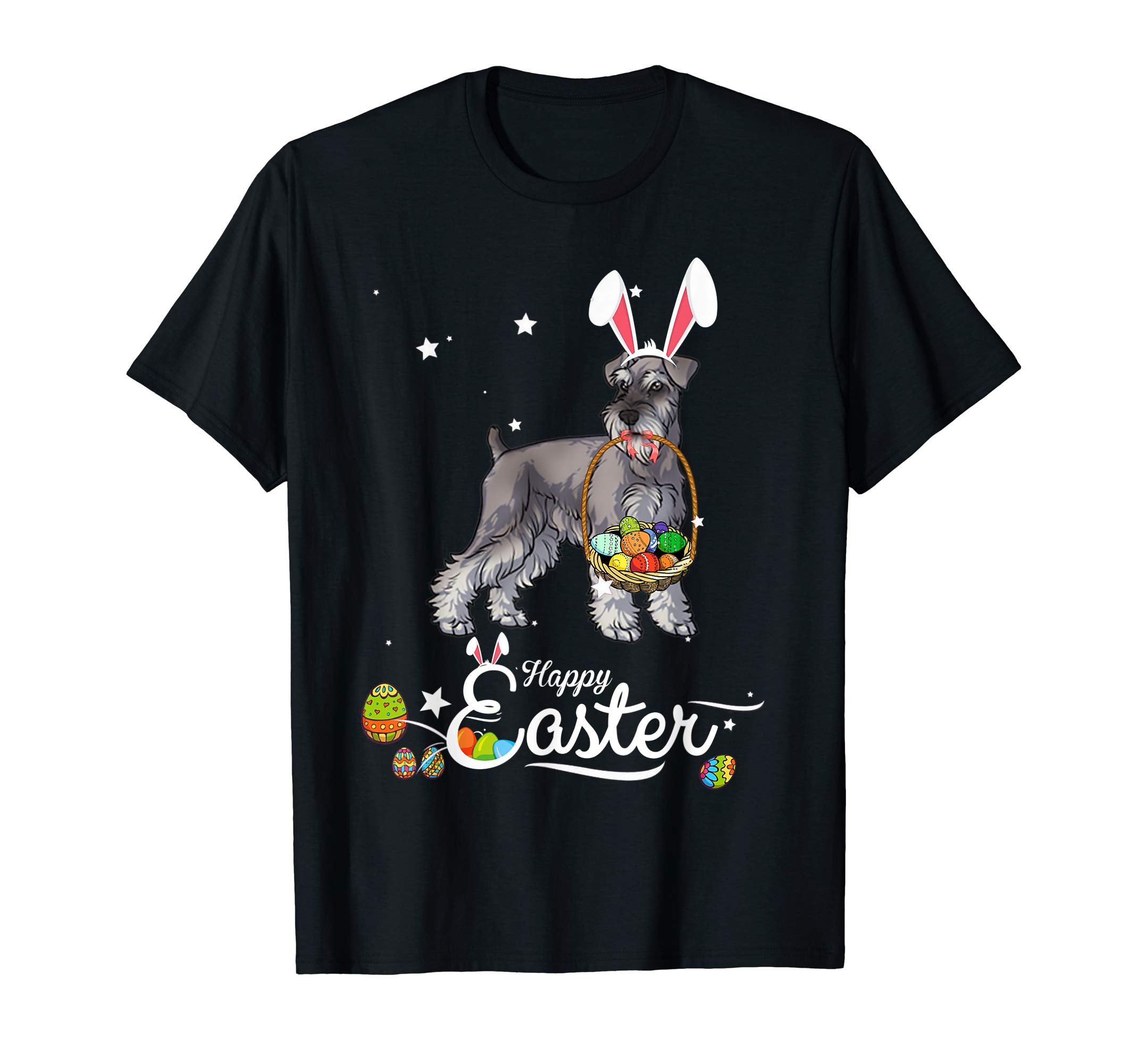 Miniature Schnauzer Dog With Bunny Hat Easter Costume Shirt