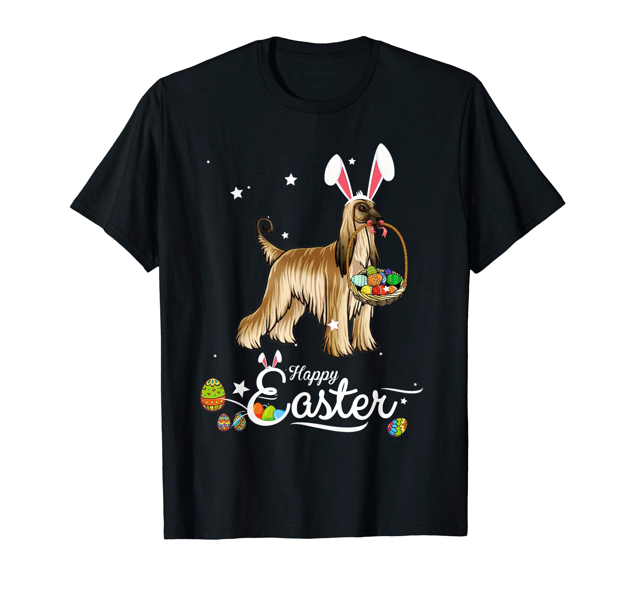 Afghan Hound Dog With Bunny Hat Easter Costume T Shirt