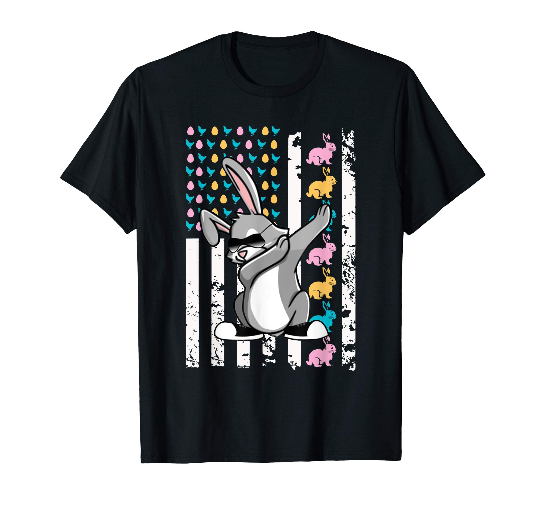 Easter Bunny Dabbing Shirt Easter American Flag Costume