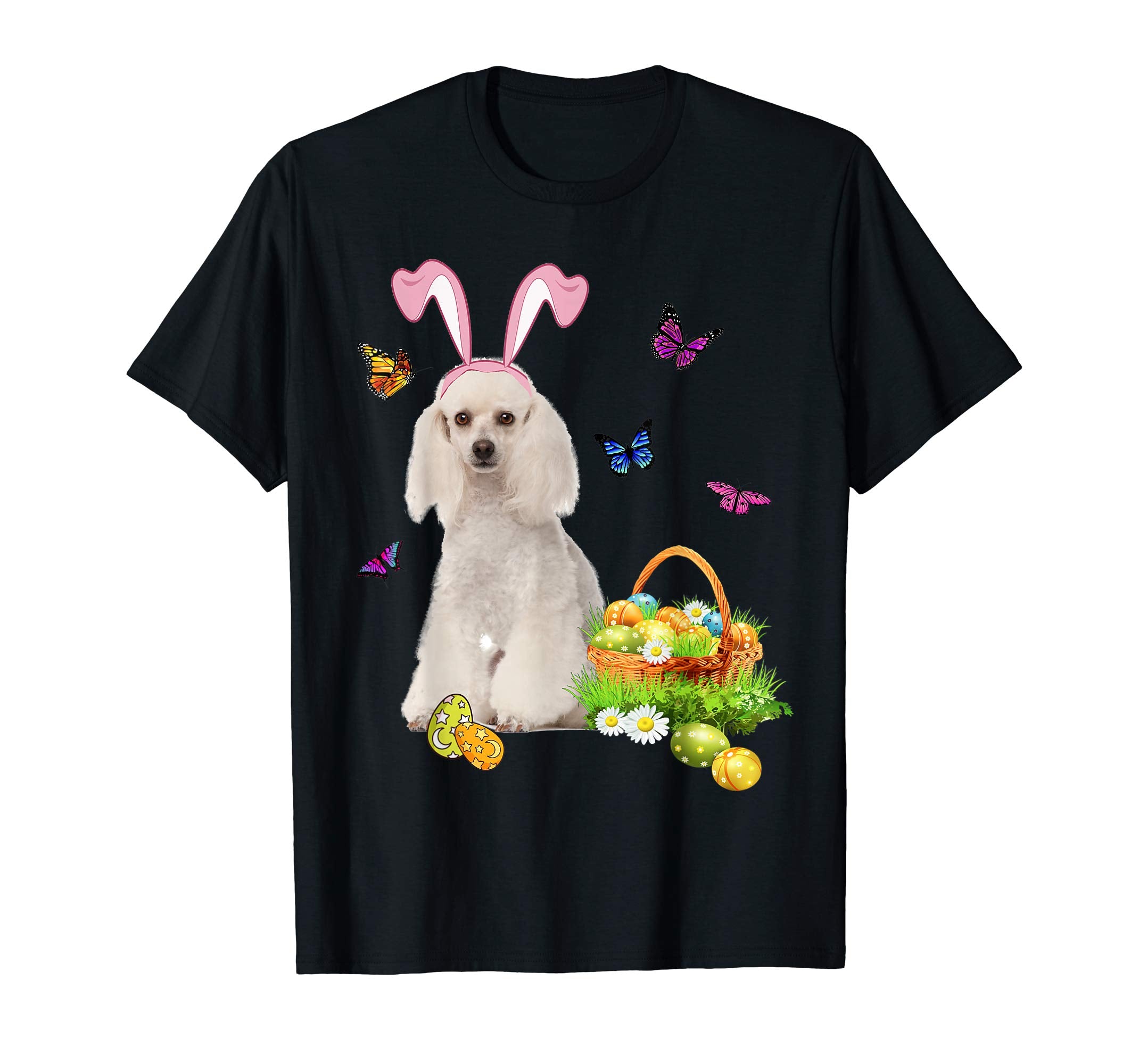 Poodle Bunny Hat Rabbit Easter Eggs T-Shirt