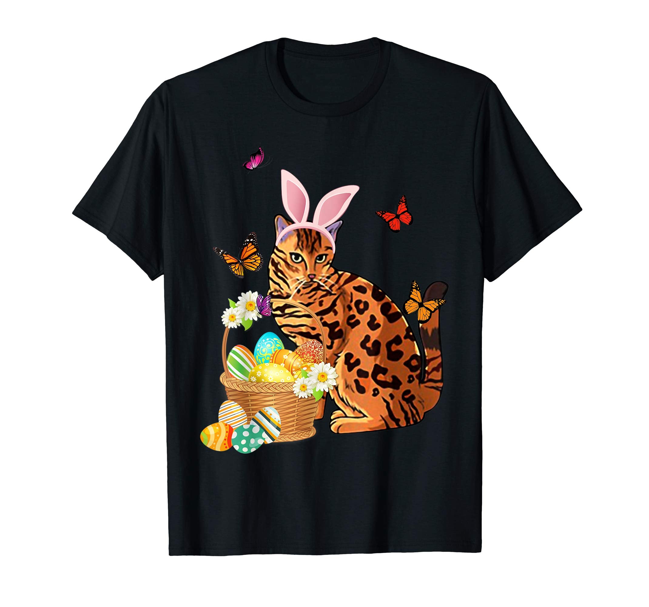 Bengal Cat Bunny Hat Rabbit Easter Eggs Shirt
