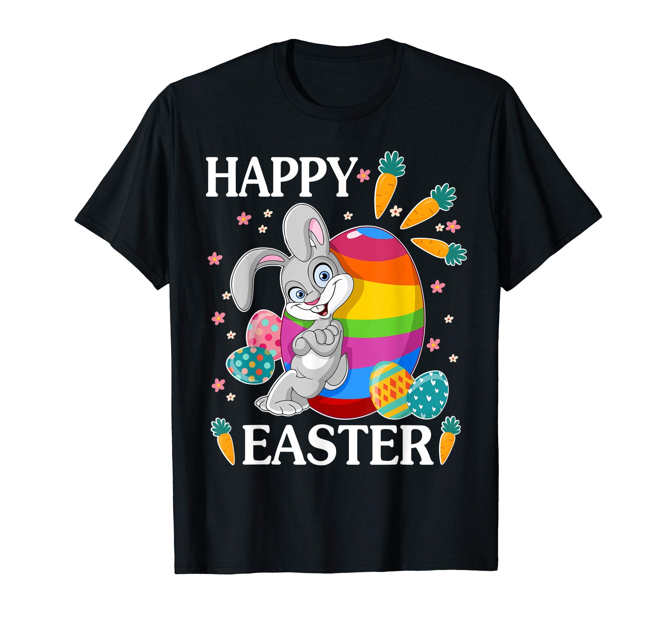 Rabbit Playing Easter Eggs Carrot Flower Happy Easter Shirt