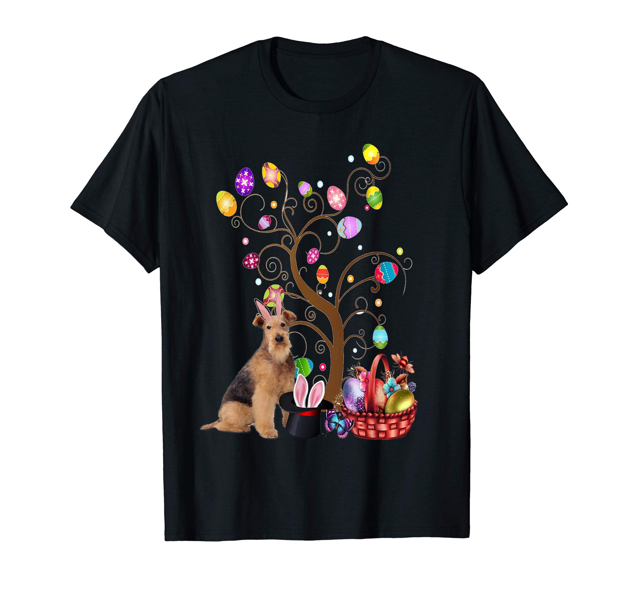 Bunny Airedale Terrier Dog Easter Day Hunting Egg T-Shirt